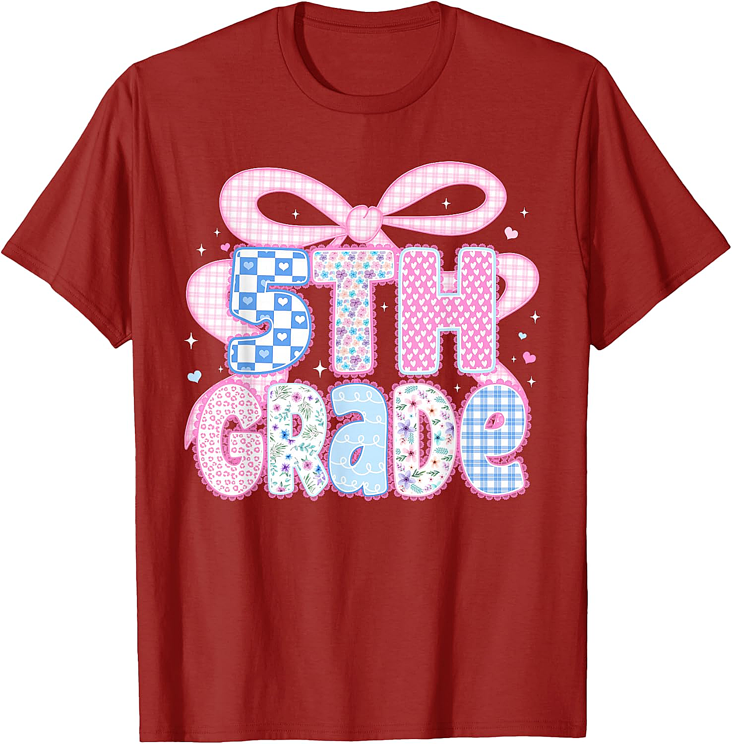 Preppy Fifth Grade Teacher 5th Grade Floral Coquette Bow T-Shirt