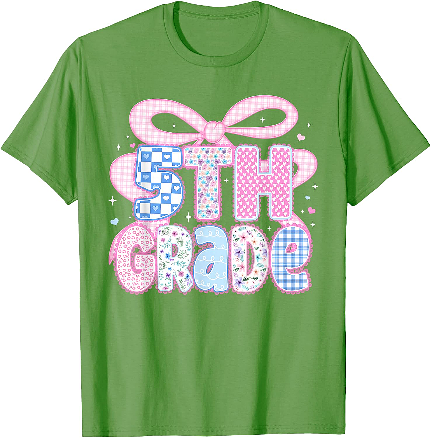 Preppy Fifth Grade Teacher 5th Grade Floral Coquette Bow T-Shirt