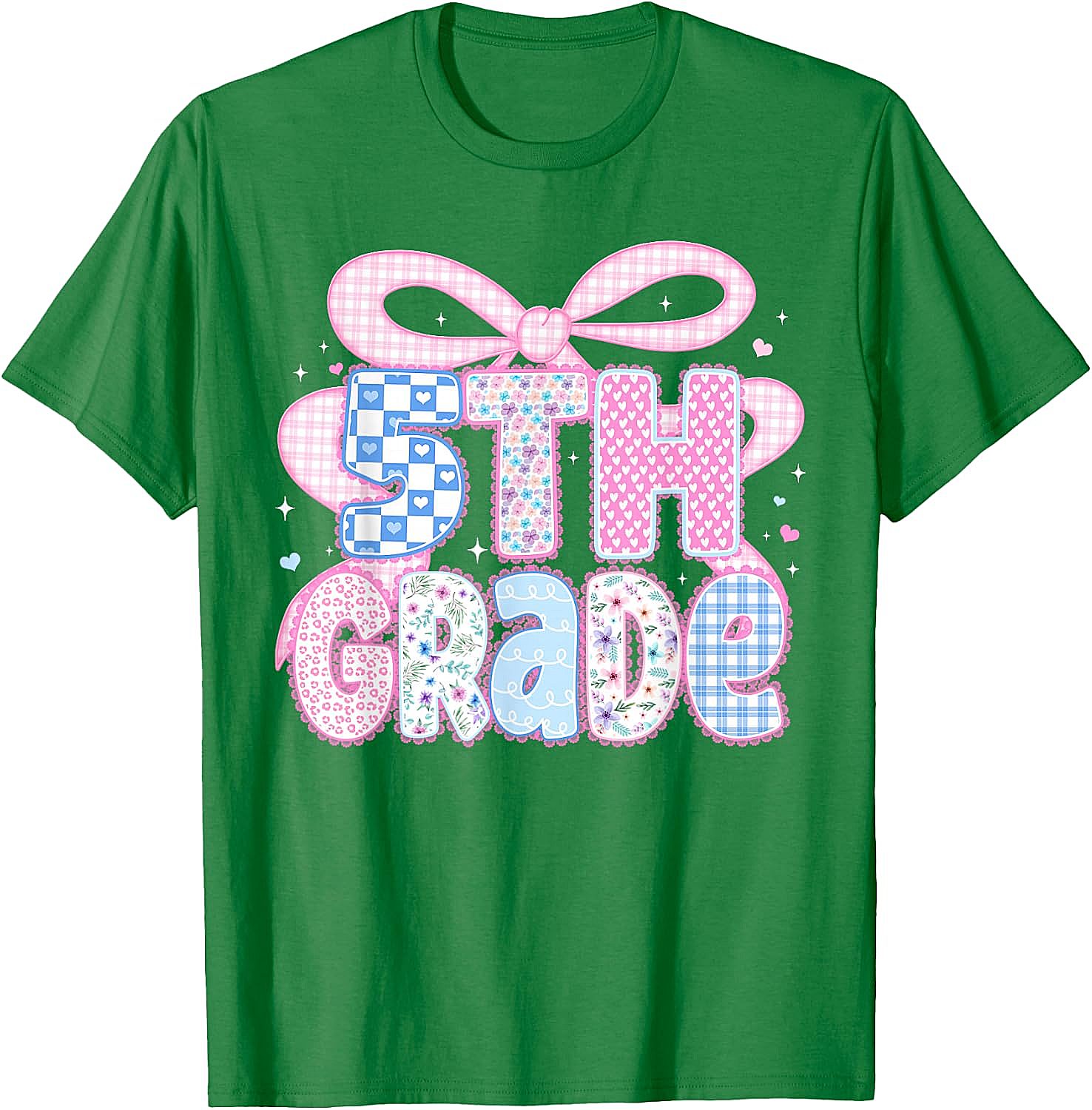 Preppy Fifth Grade Teacher 5th Grade Floral Coquette Bow T-Shirt