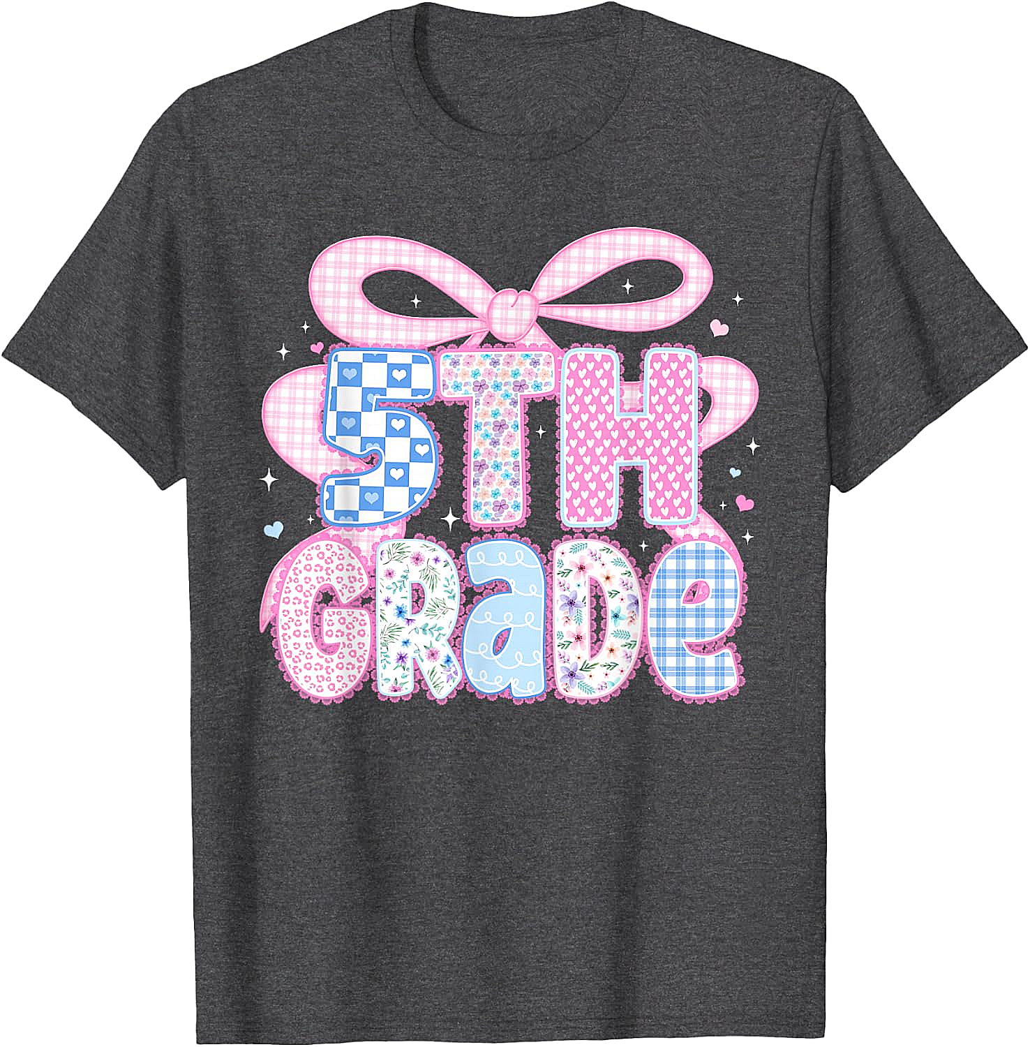 Preppy Fifth Grade Teacher 5th Grade Floral Coquette Bow T-Shirt