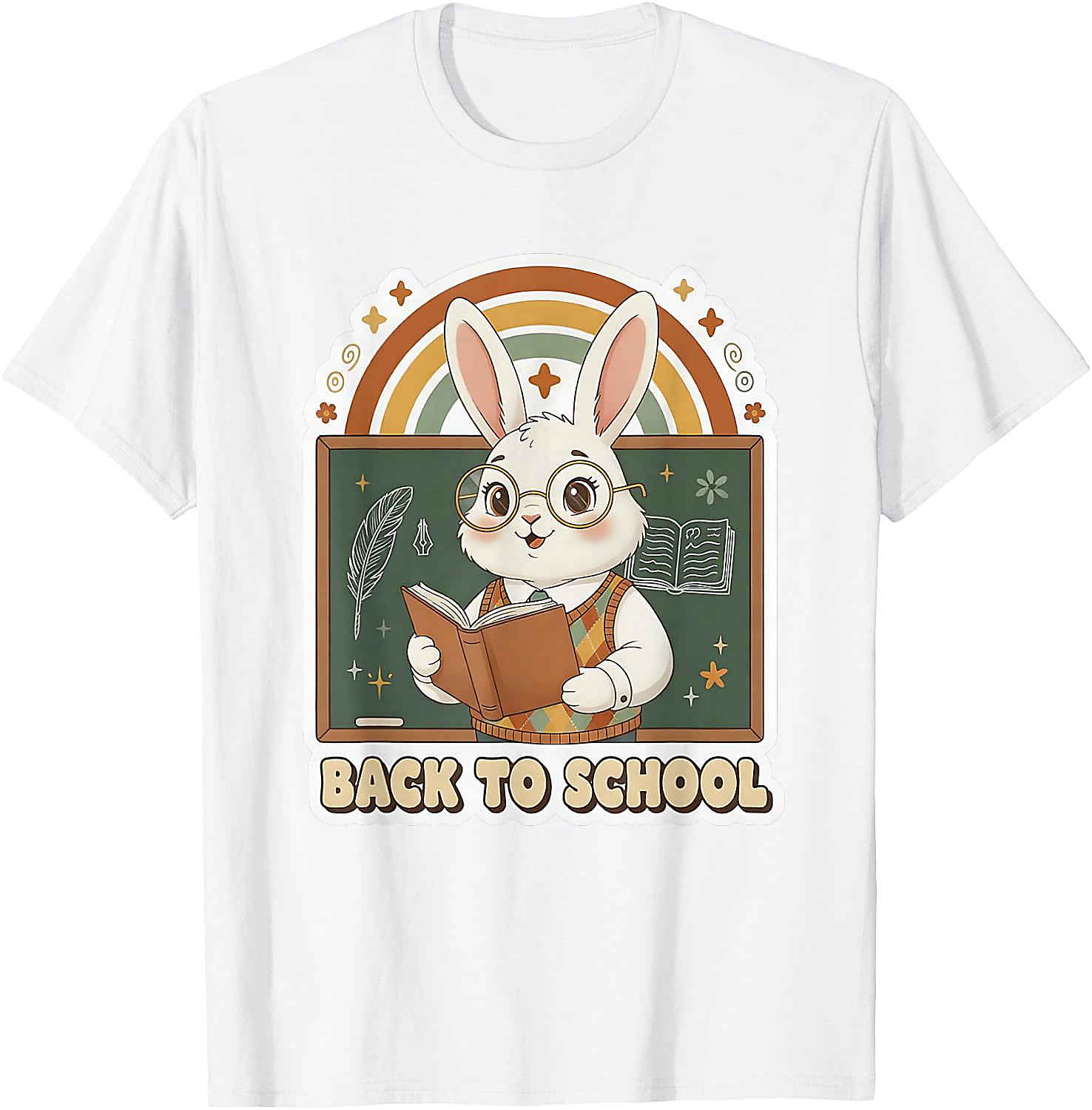Cute Bunny Back to School T-Shirt | Reading & Teacher Tee
