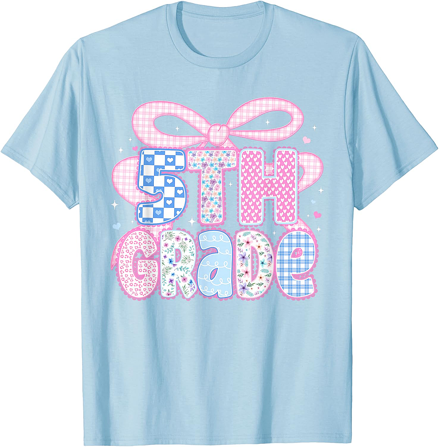 Preppy Fifth Grade Teacher 5th Grade Floral Coquette Bow T-Shirt