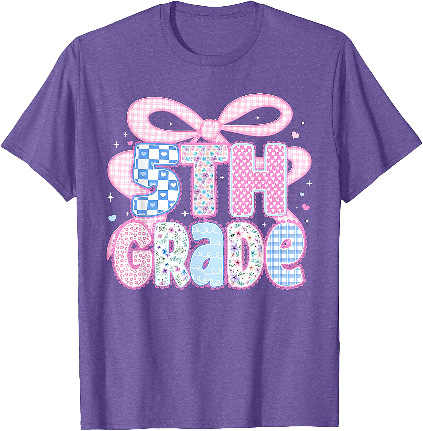 Preppy Fifth Grade Teacher 5th Grade Floral Coquette Bow T-Shirt