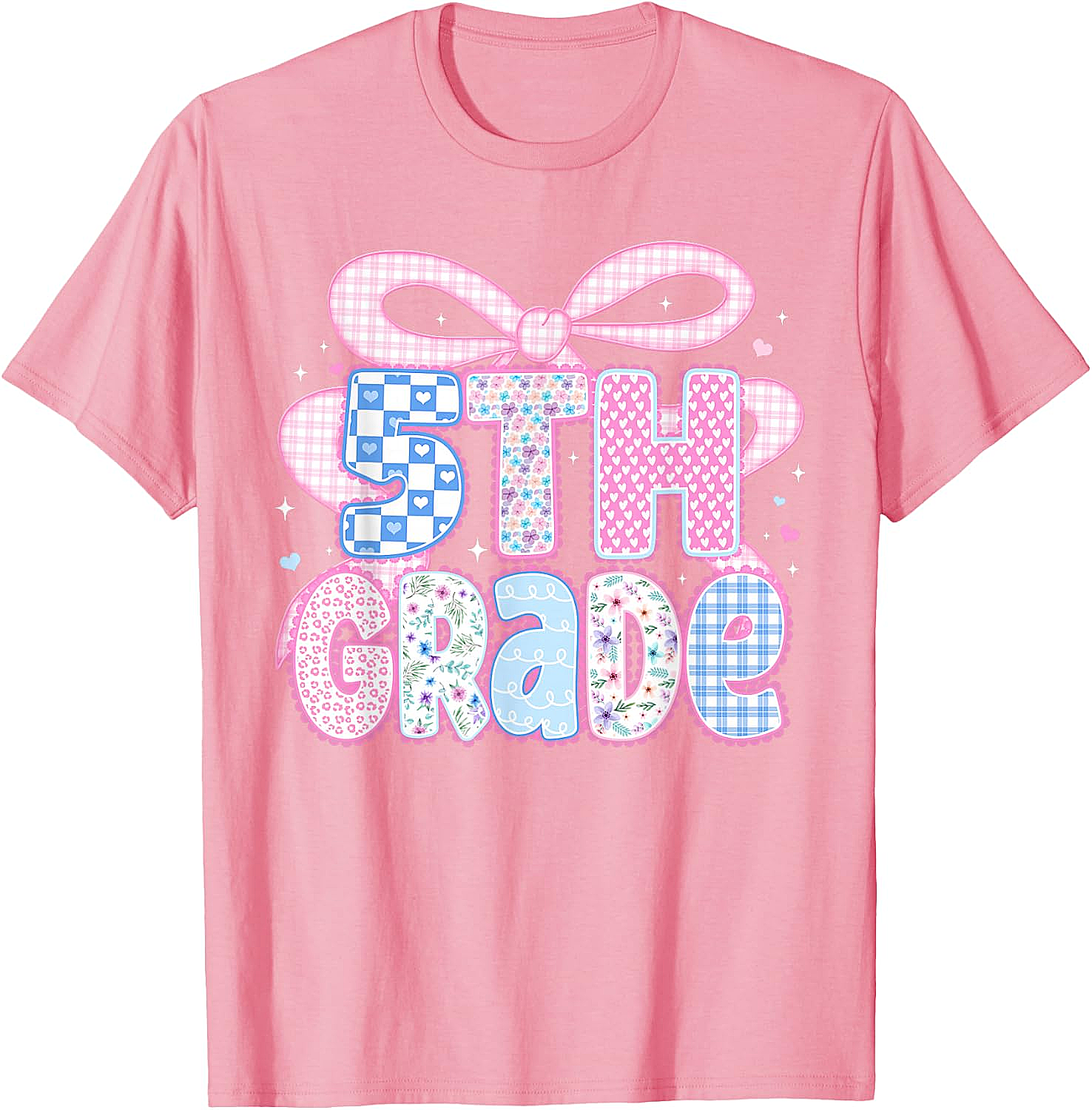 Preppy Fifth Grade Teacher 5th Grade Floral Coquette Bow T-Shirt