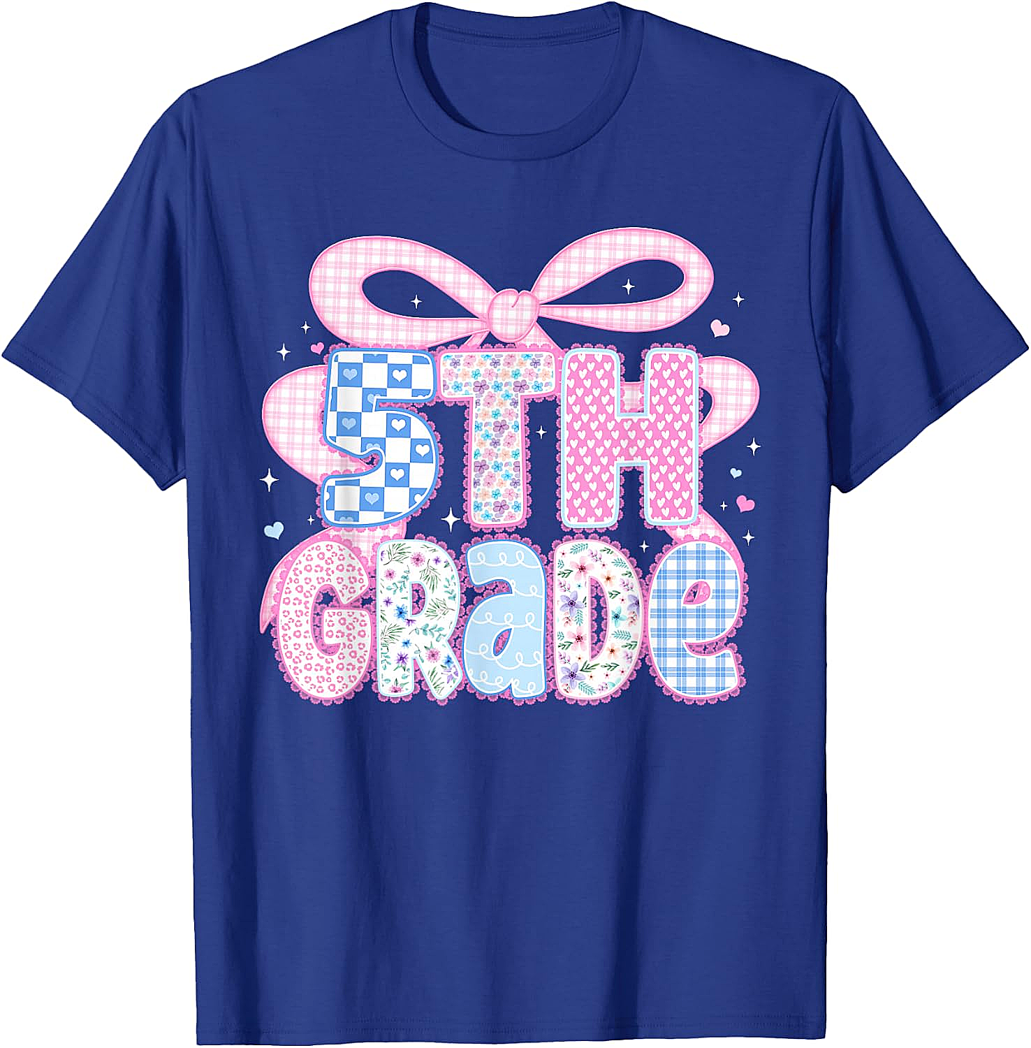 Preppy Fifth Grade Teacher 5th Grade Floral Coquette Bow T-Shirt