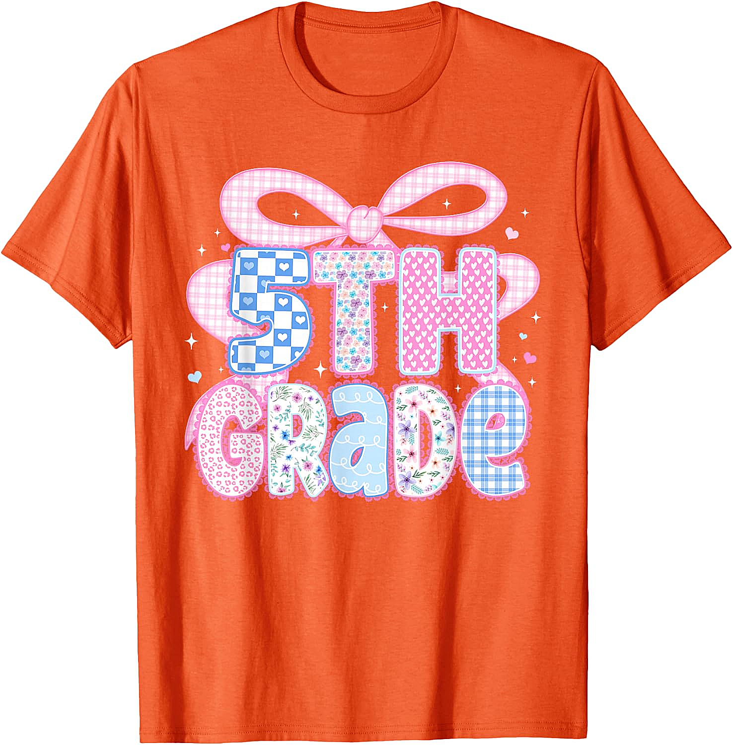 Preppy Fifth Grade Teacher 5th Grade Floral Coquette Bow T-Shirt