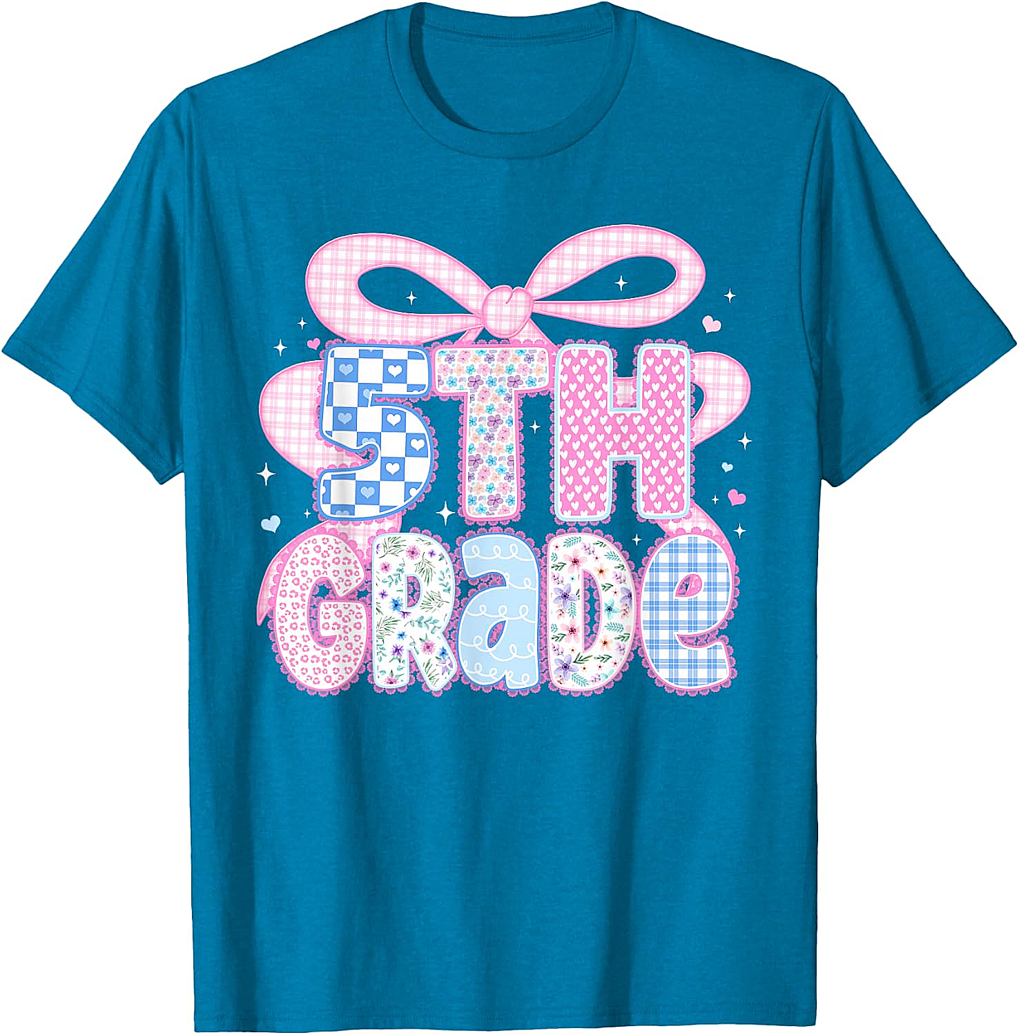 Preppy Fifth Grade Teacher 5th Grade Floral Coquette Bow T-Shirt