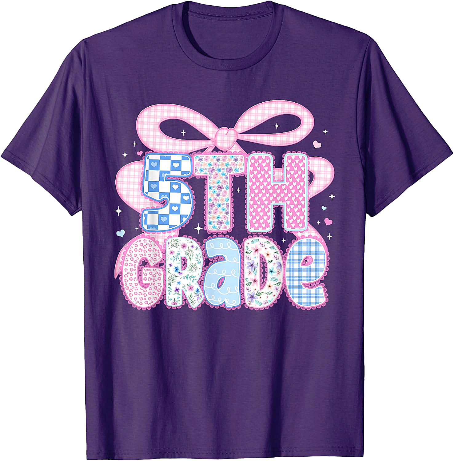Preppy Fifth Grade Teacher 5th Grade Floral Coquette Bow T-Shirt
