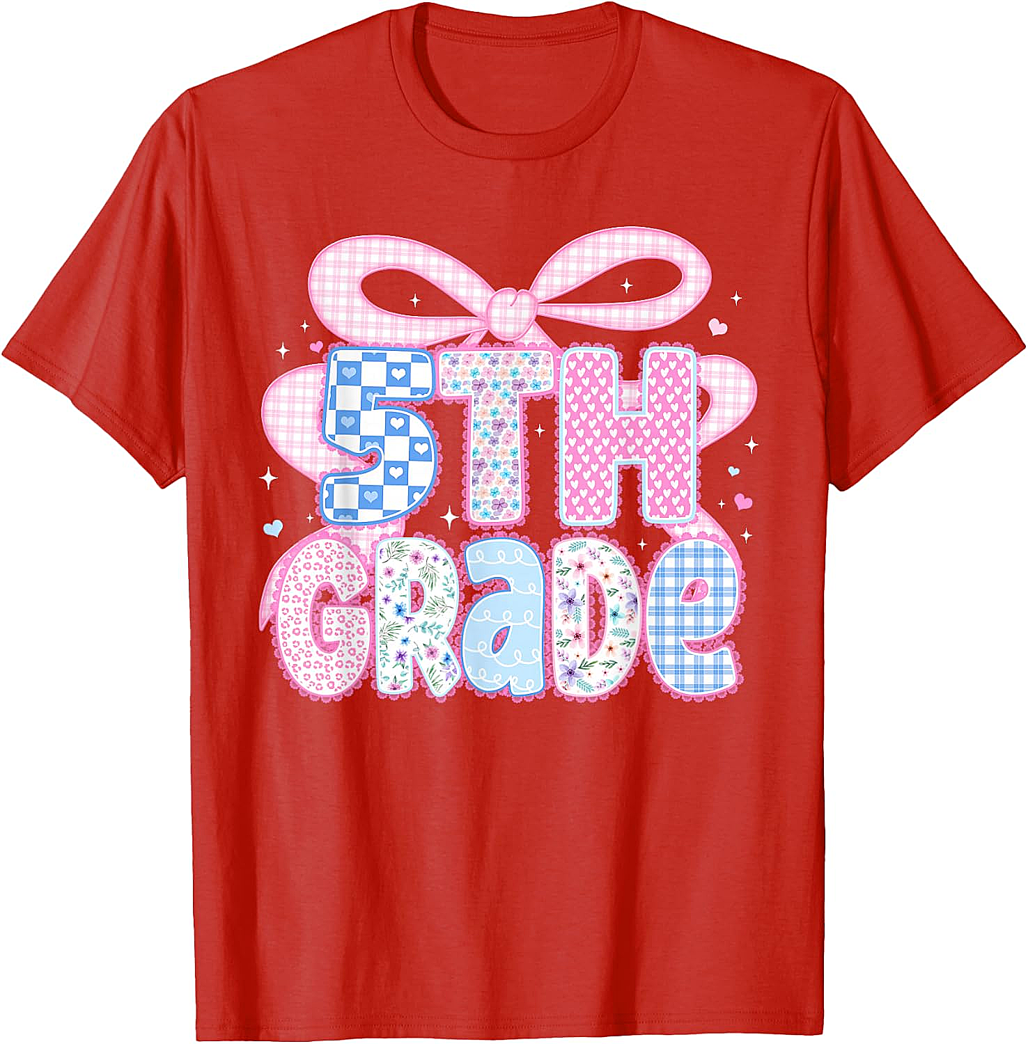 Preppy Fifth Grade Teacher 5th Grade Floral Coquette Bow T-Shirt