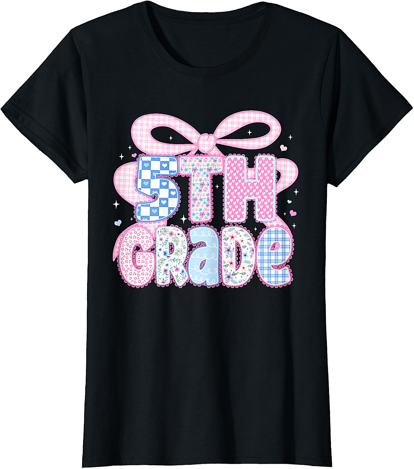 Preppy Fifth Grade Teacher 5th Grade Floral Coquette Bow T-Shirt