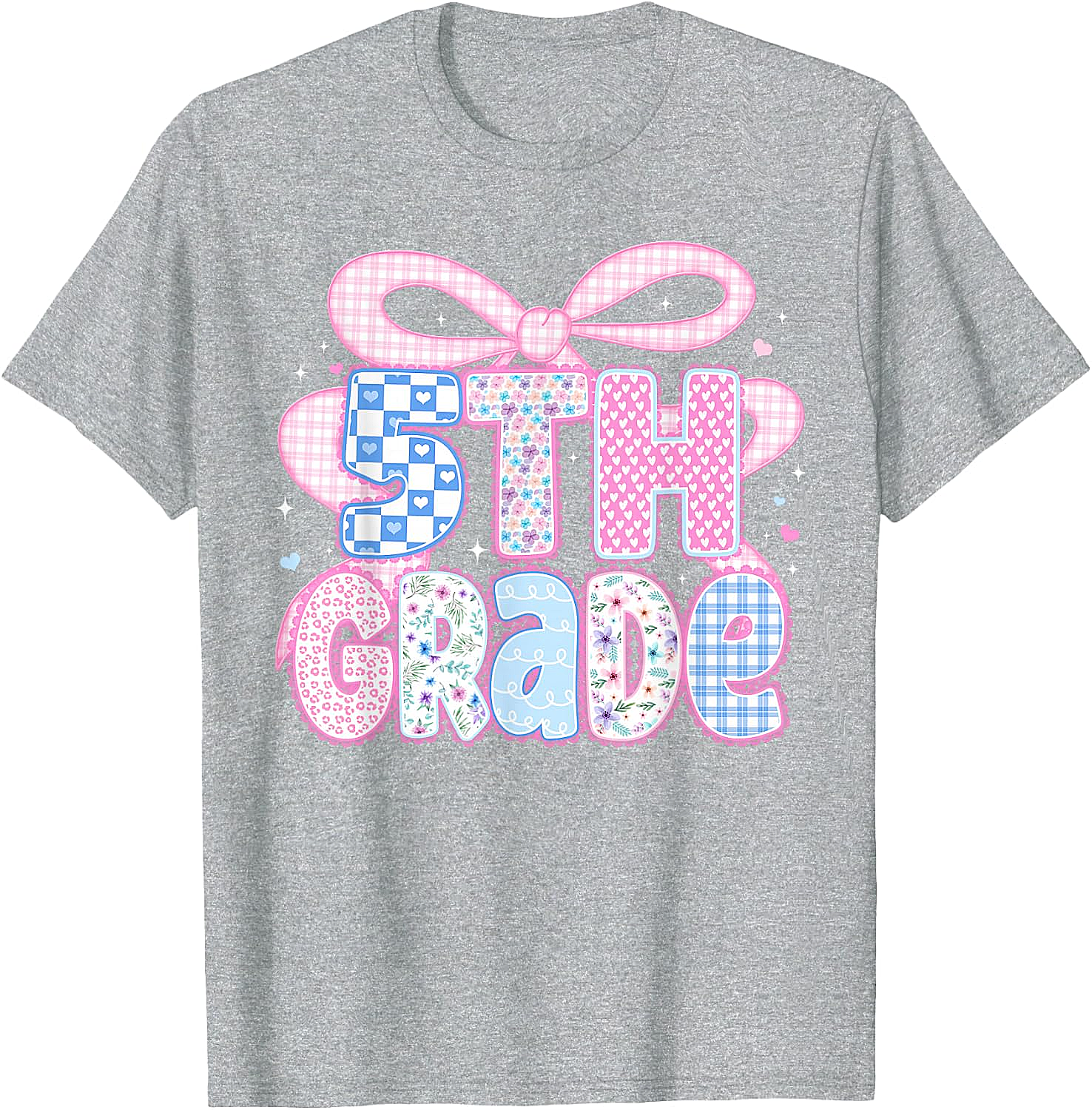 Preppy Fifth Grade Teacher 5th Grade Floral Coquette Bow T-Shirt