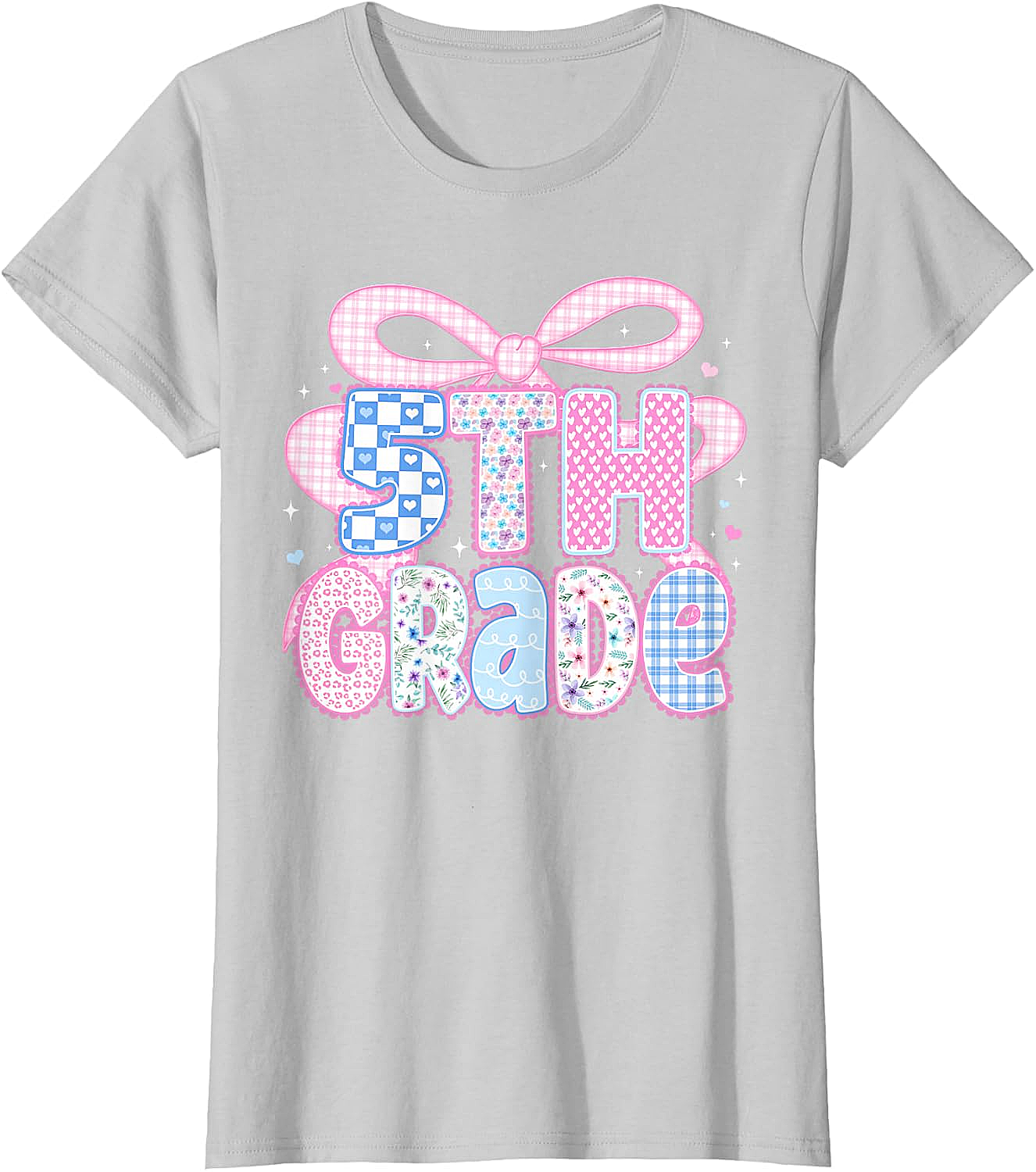 Preppy Fifth Grade Teacher 5th Grade Floral Coquette Bow T-Shirt
