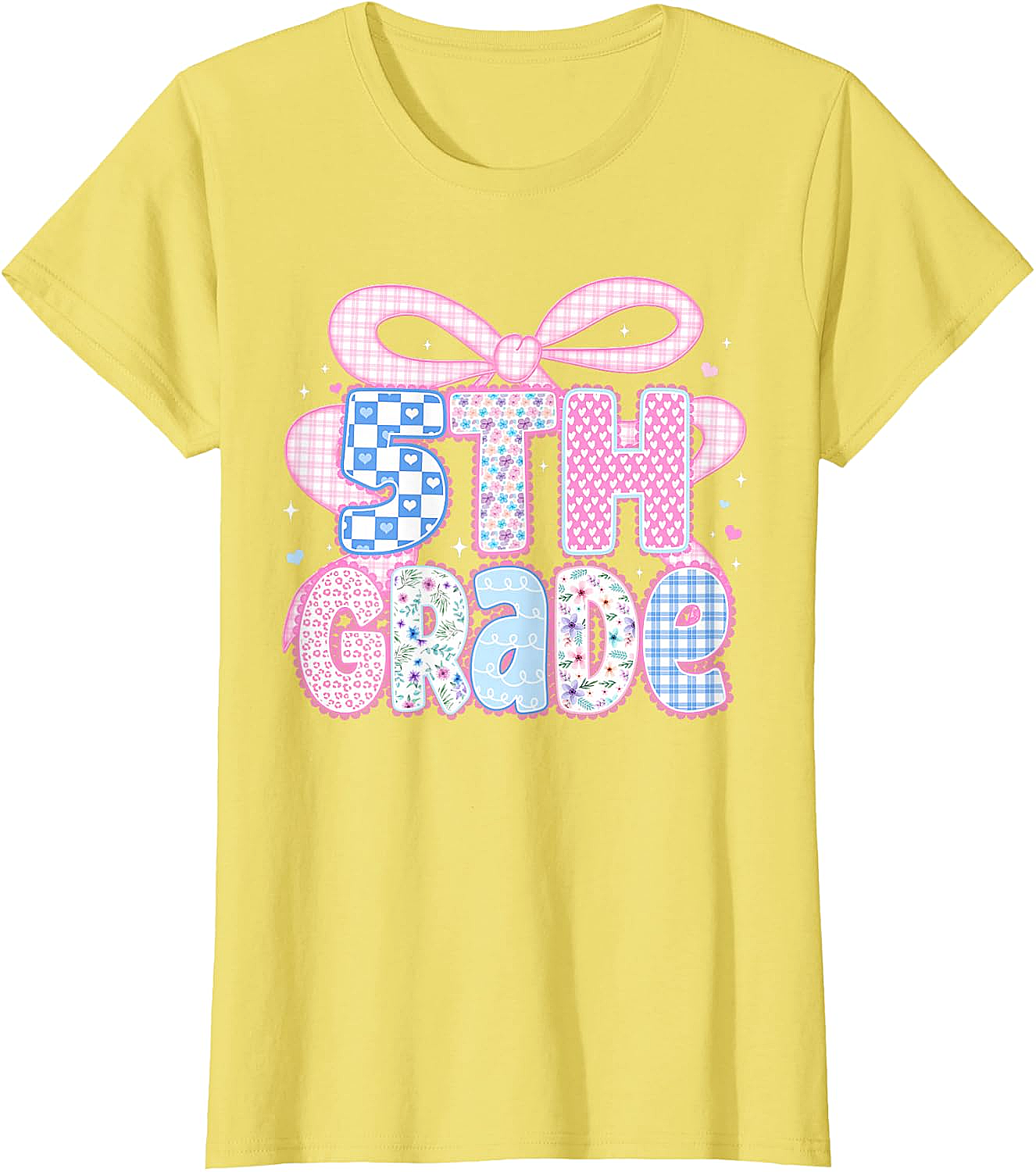 Preppy Fifth Grade Teacher 5th Grade Floral Coquette Bow T-Shirt