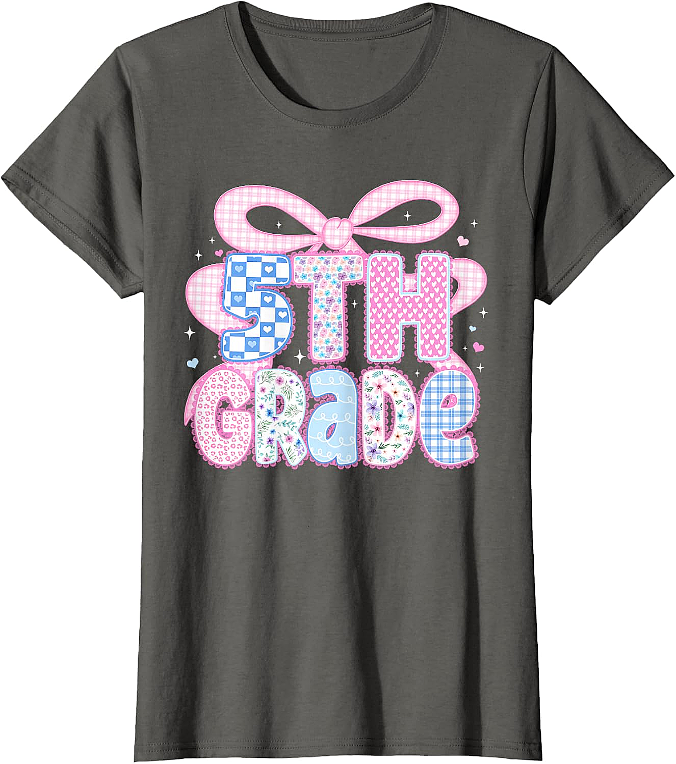 Preppy Fifth Grade Teacher 5th Grade Floral Coquette Bow T-Shirt