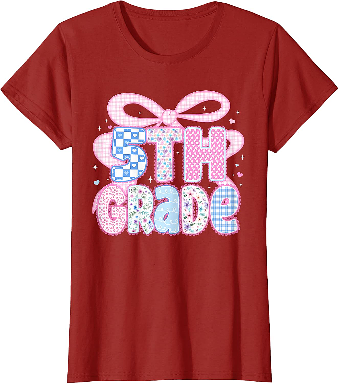 Preppy Fifth Grade Teacher 5th Grade Floral Coquette Bow T-Shirt