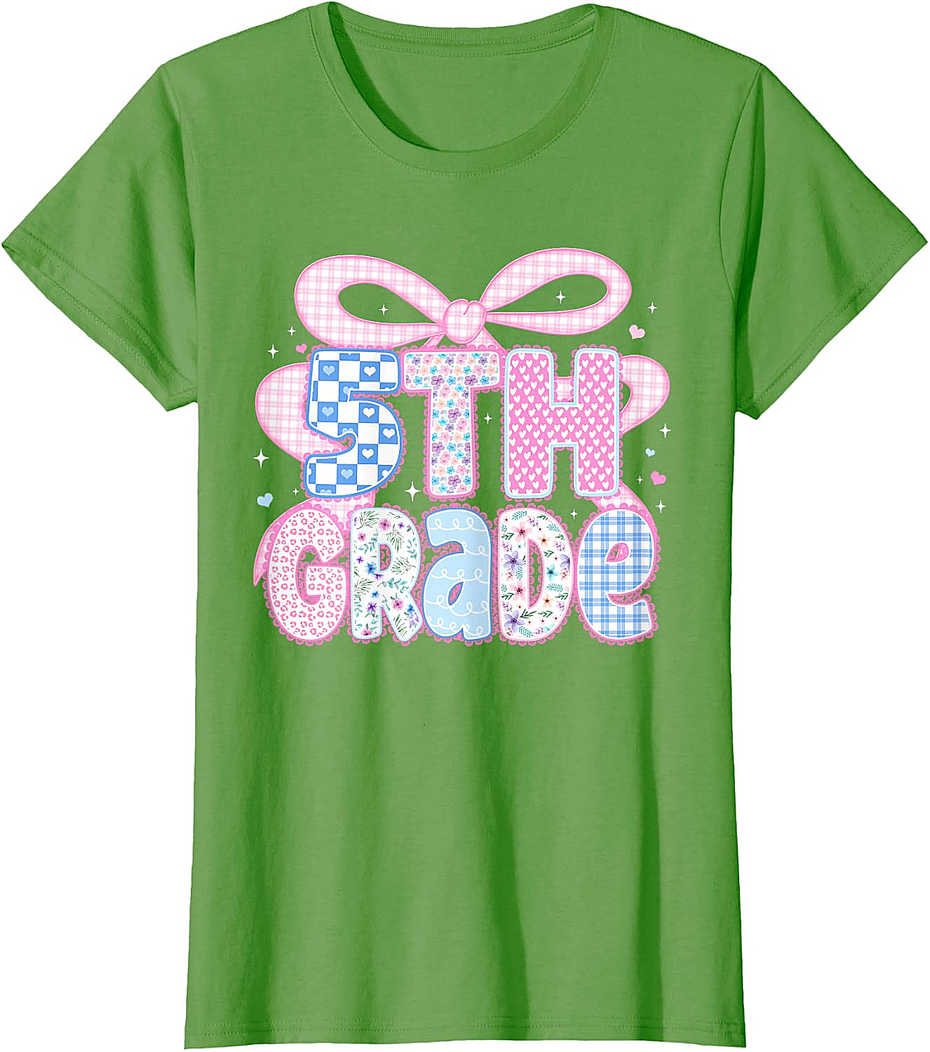 Preppy Fifth Grade Teacher 5th Grade Floral Coquette Bow T-Shirt