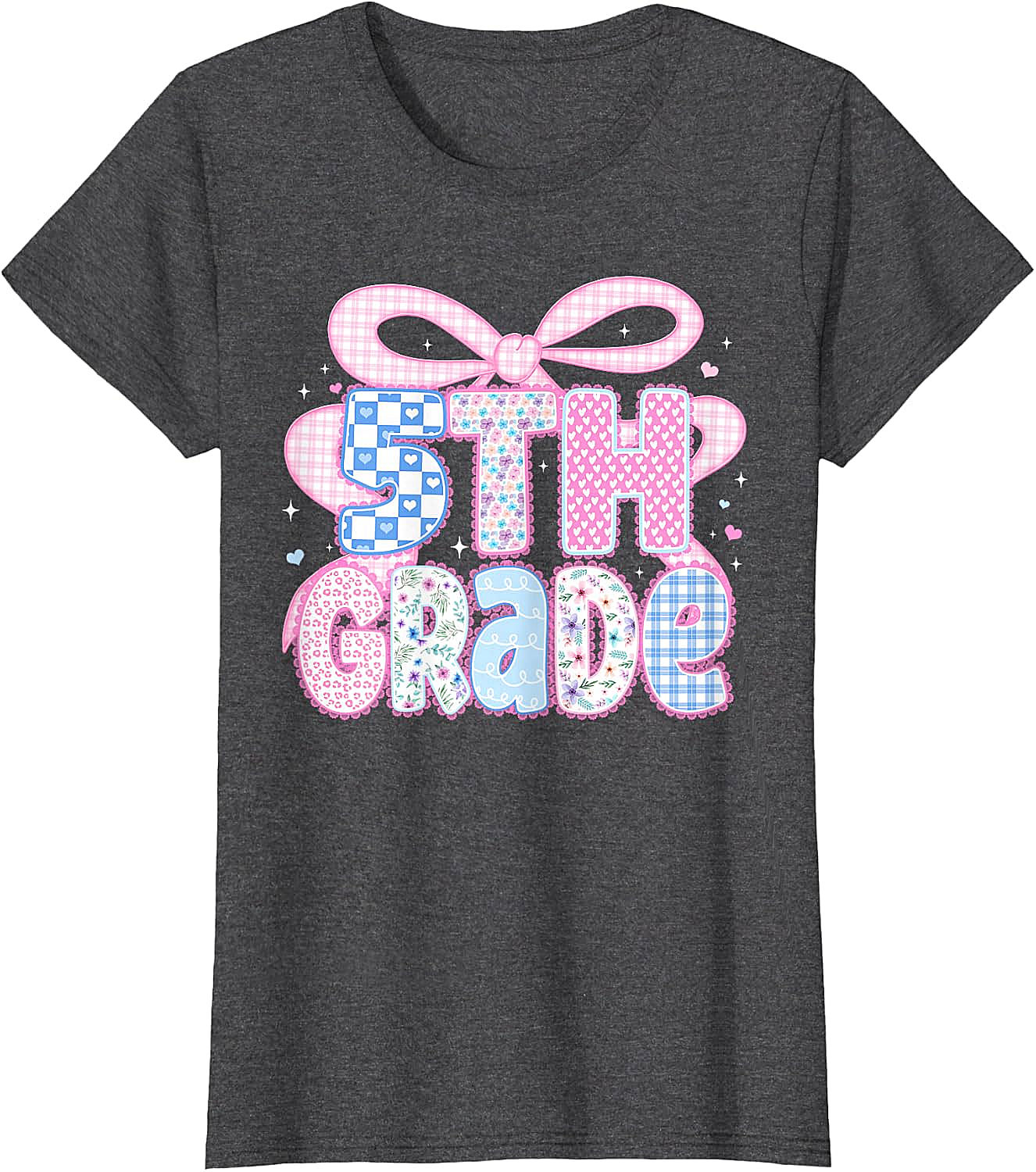 Preppy Fifth Grade Teacher 5th Grade Floral Coquette Bow T-Shirt