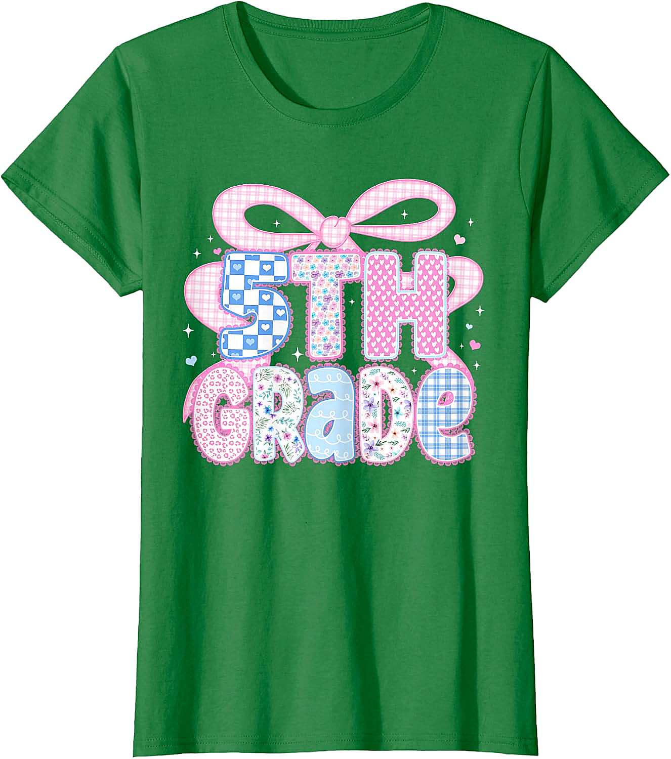 Preppy Fifth Grade Teacher 5th Grade Floral Coquette Bow T-Shirt