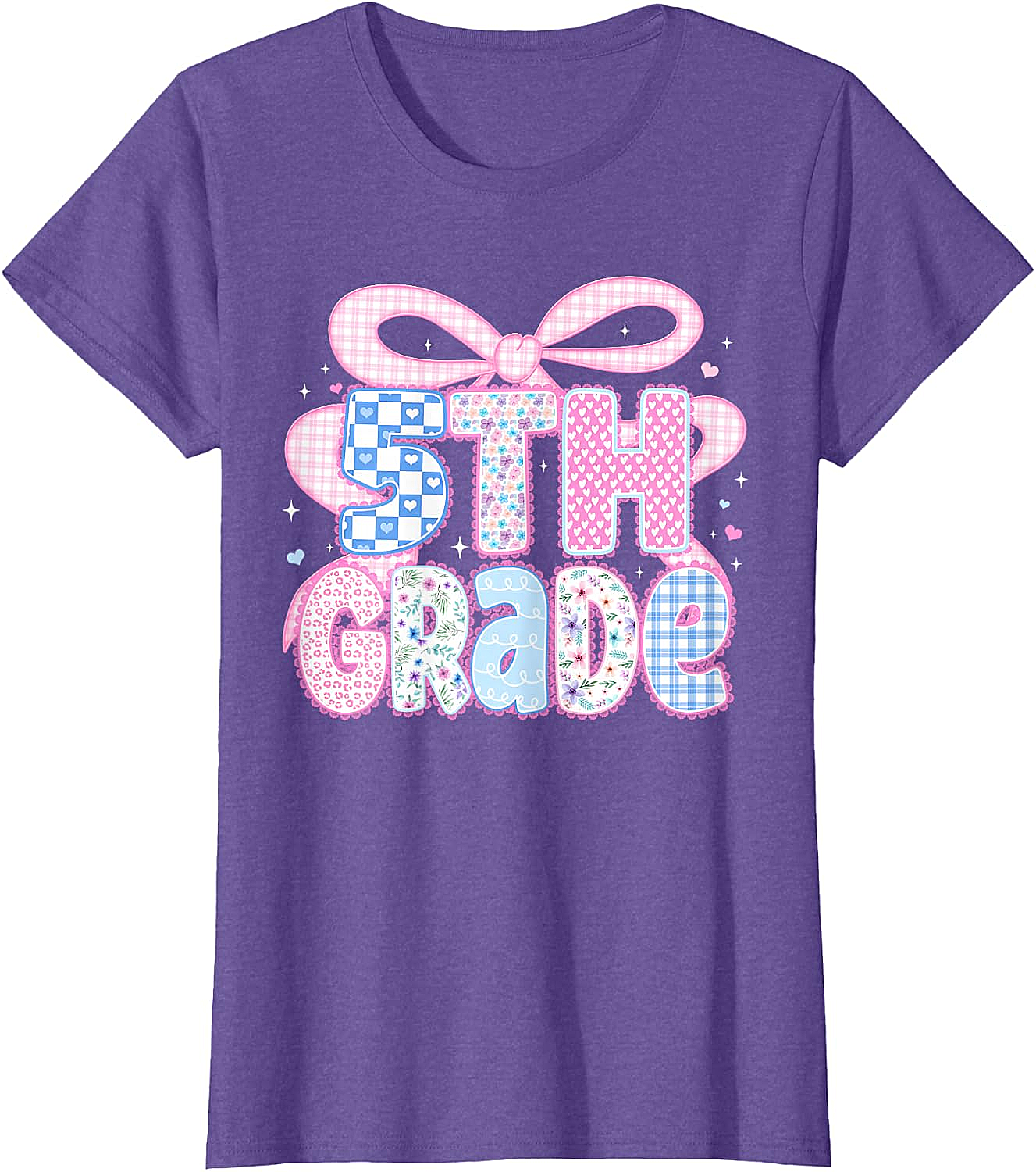 Preppy Fifth Grade Teacher 5th Grade Floral Coquette Bow T-Shirt