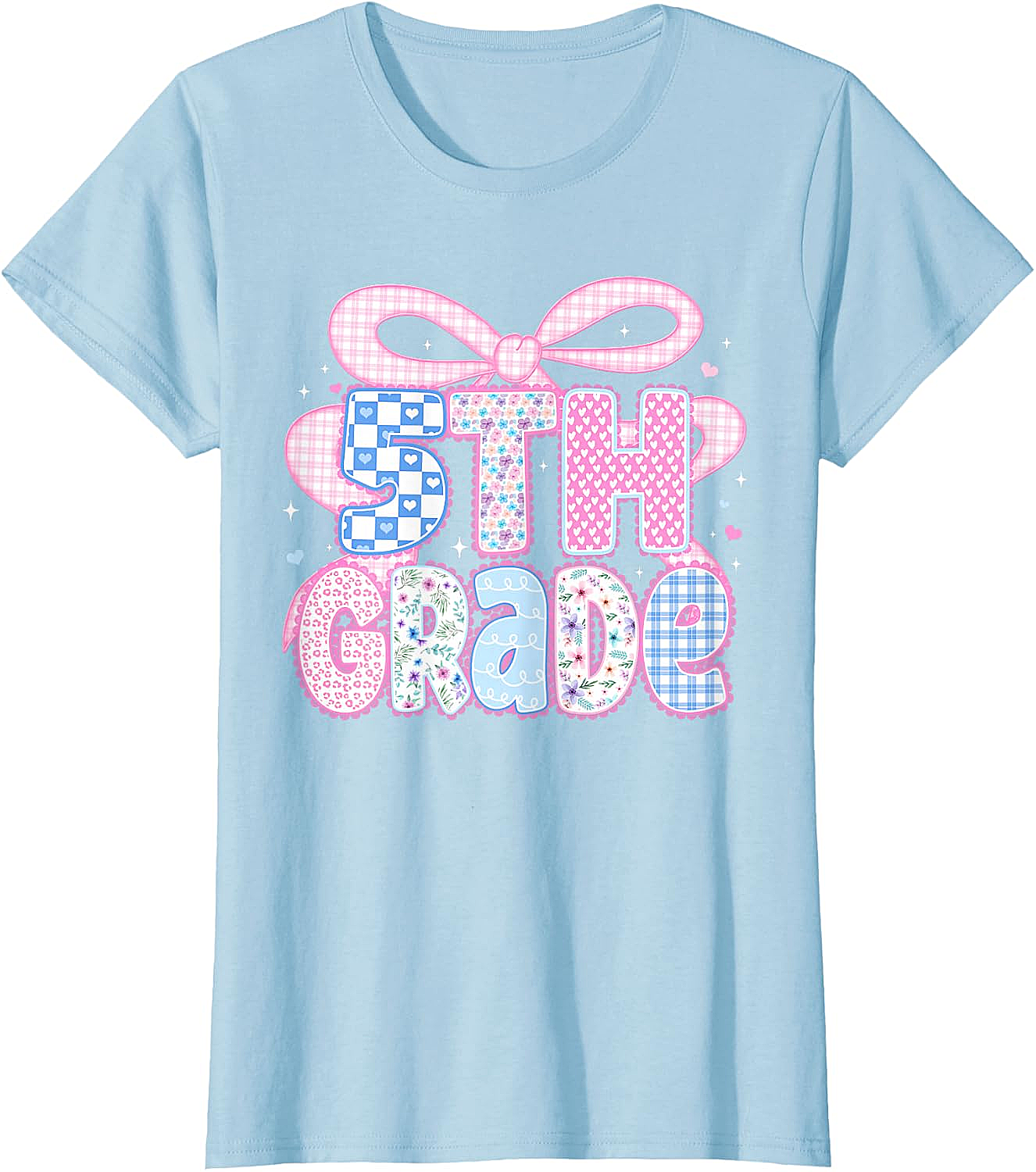 Preppy Fifth Grade Teacher 5th Grade Floral Coquette Bow T-Shirt