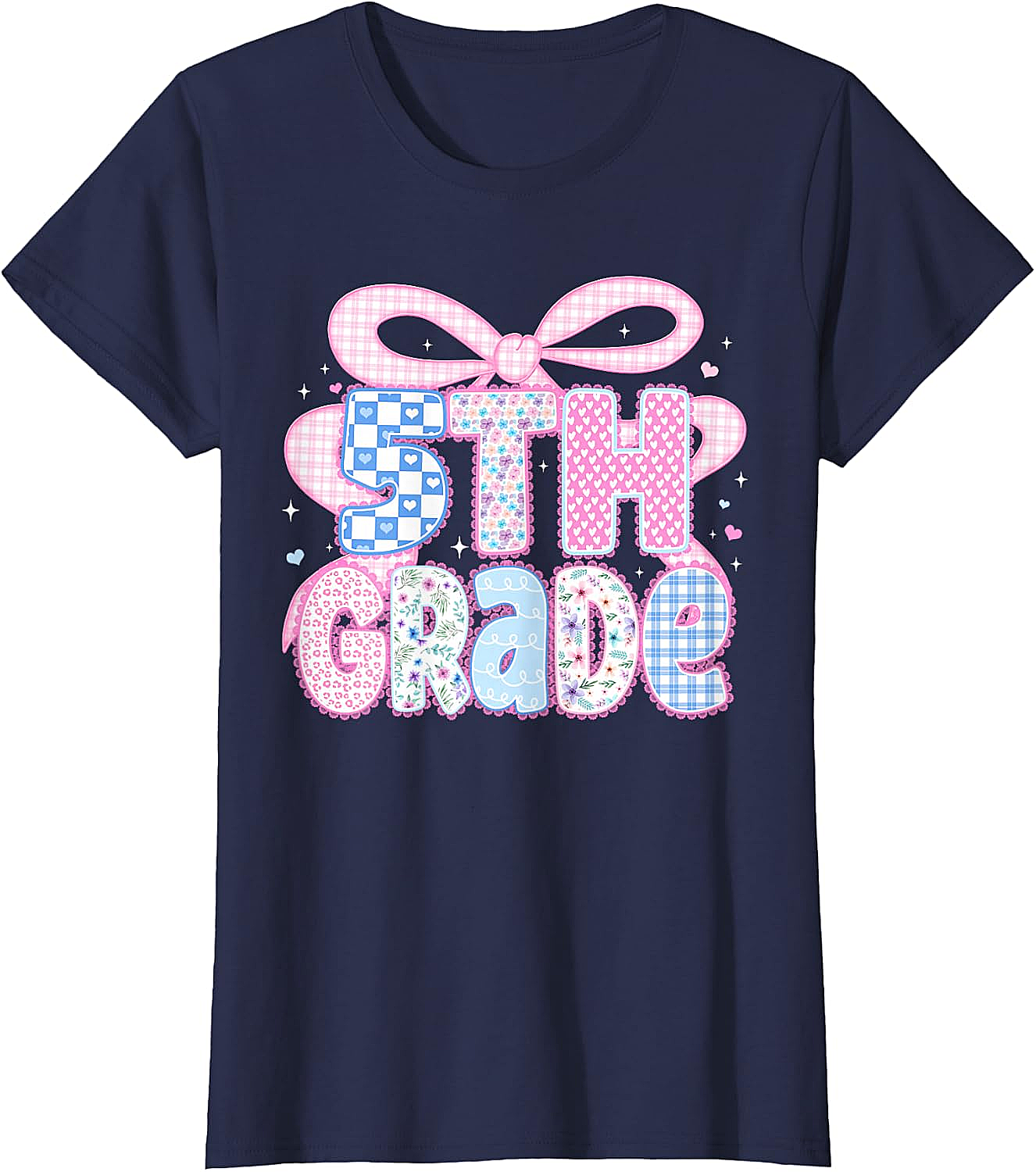 Preppy Fifth Grade Teacher 5th Grade Floral Coquette Bow T-Shirt