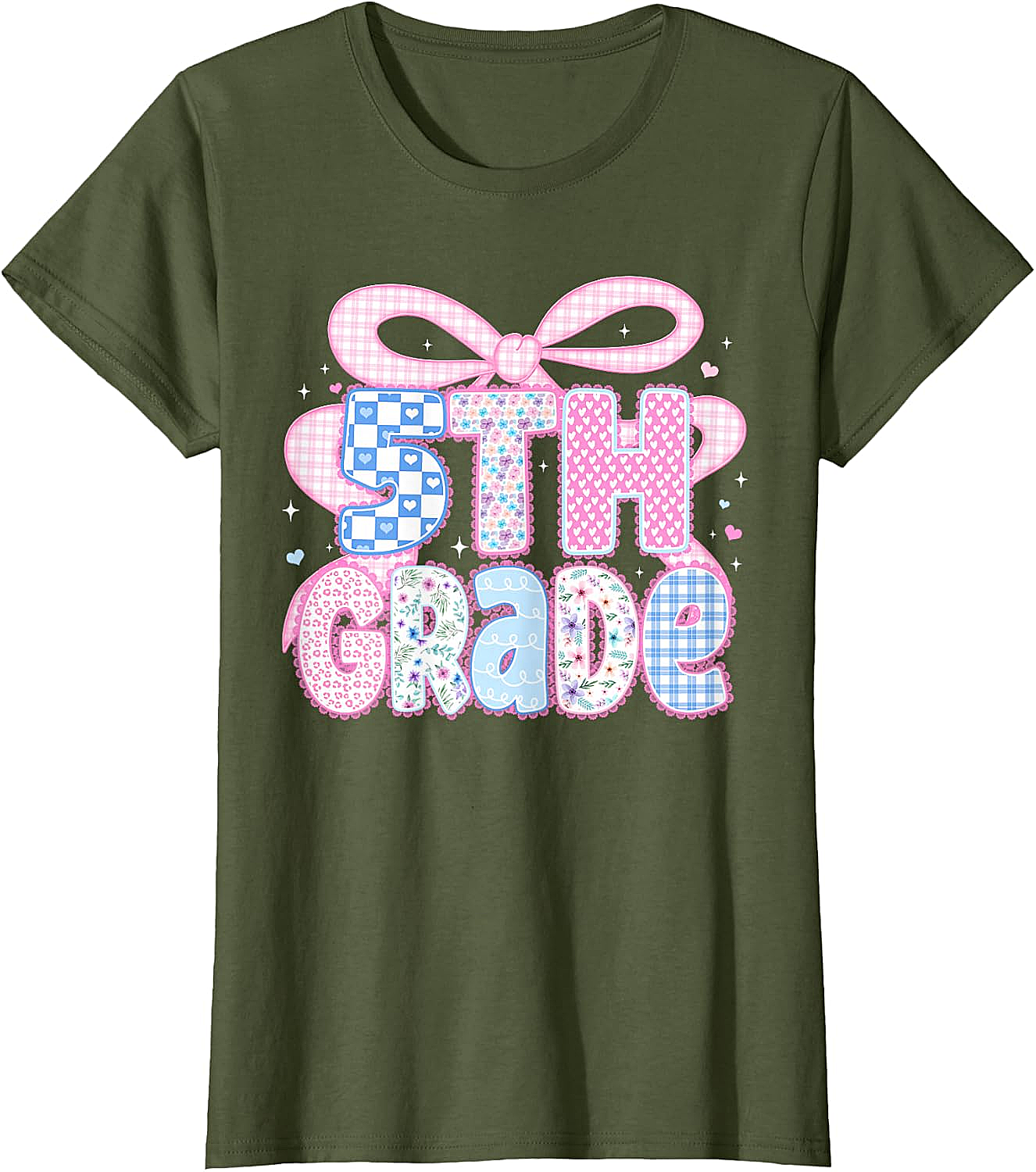 Preppy Fifth Grade Teacher 5th Grade Floral Coquette Bow T-Shirt