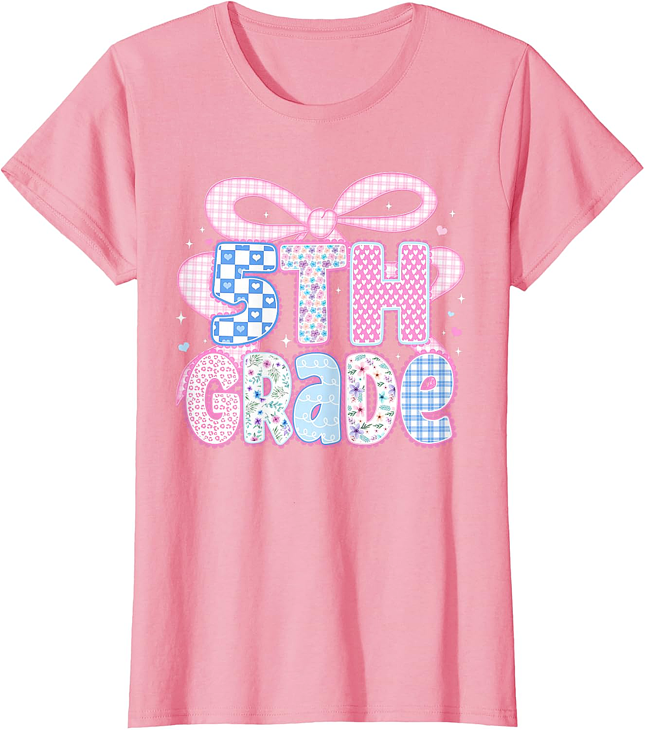 Preppy Fifth Grade Teacher 5th Grade Floral Coquette Bow T-Shirt