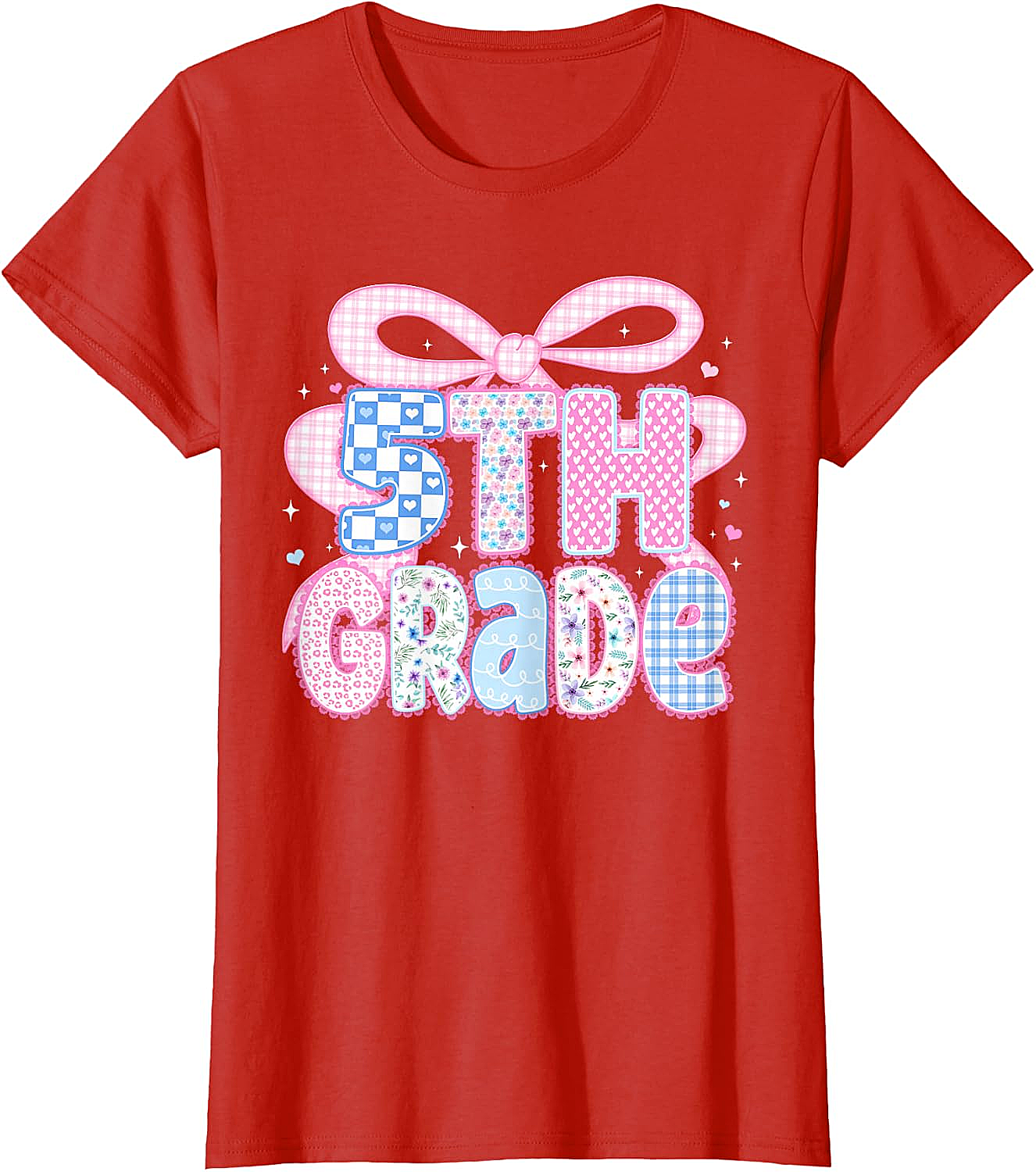 Preppy Fifth Grade Teacher 5th Grade Floral Coquette Bow T-Shirt