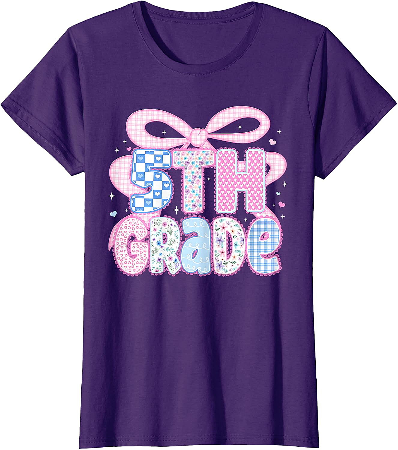Preppy Fifth Grade Teacher 5th Grade Floral Coquette Bow T-Shirt