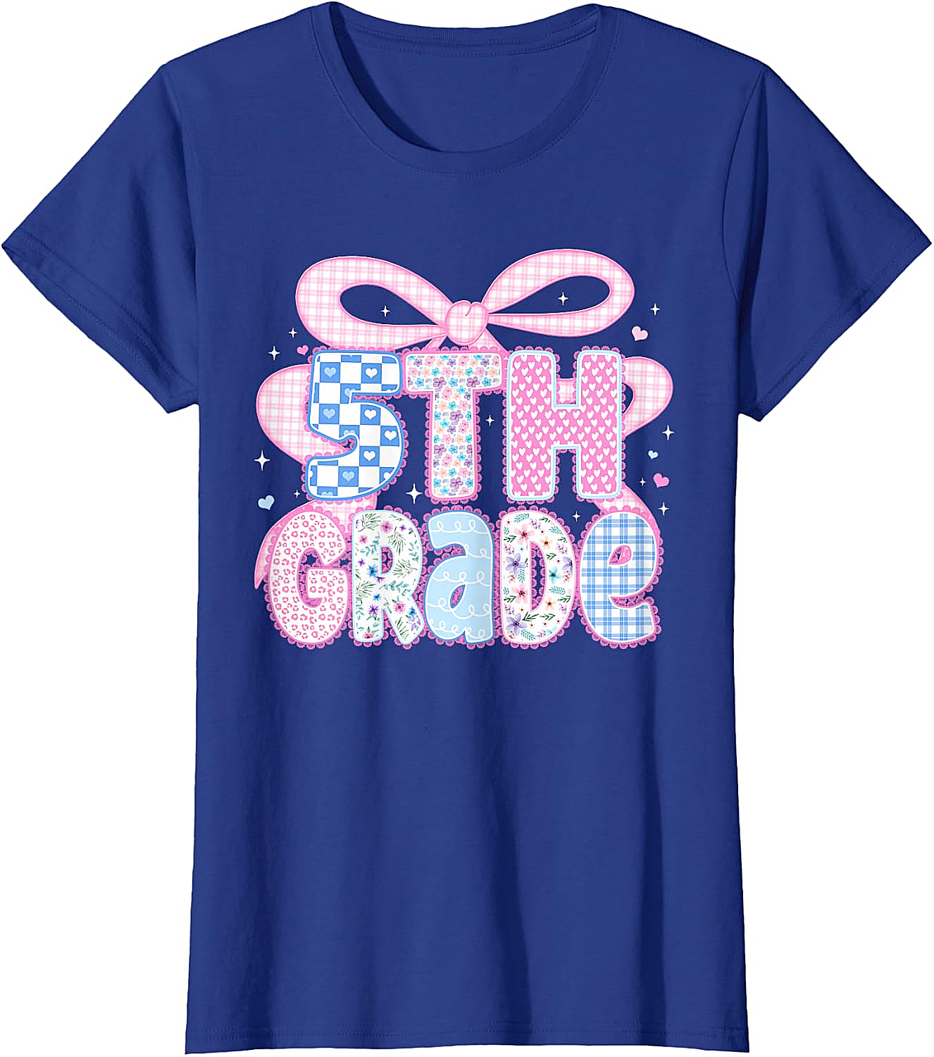 Preppy Fifth Grade Teacher 5th Grade Floral Coquette Bow T-Shirt