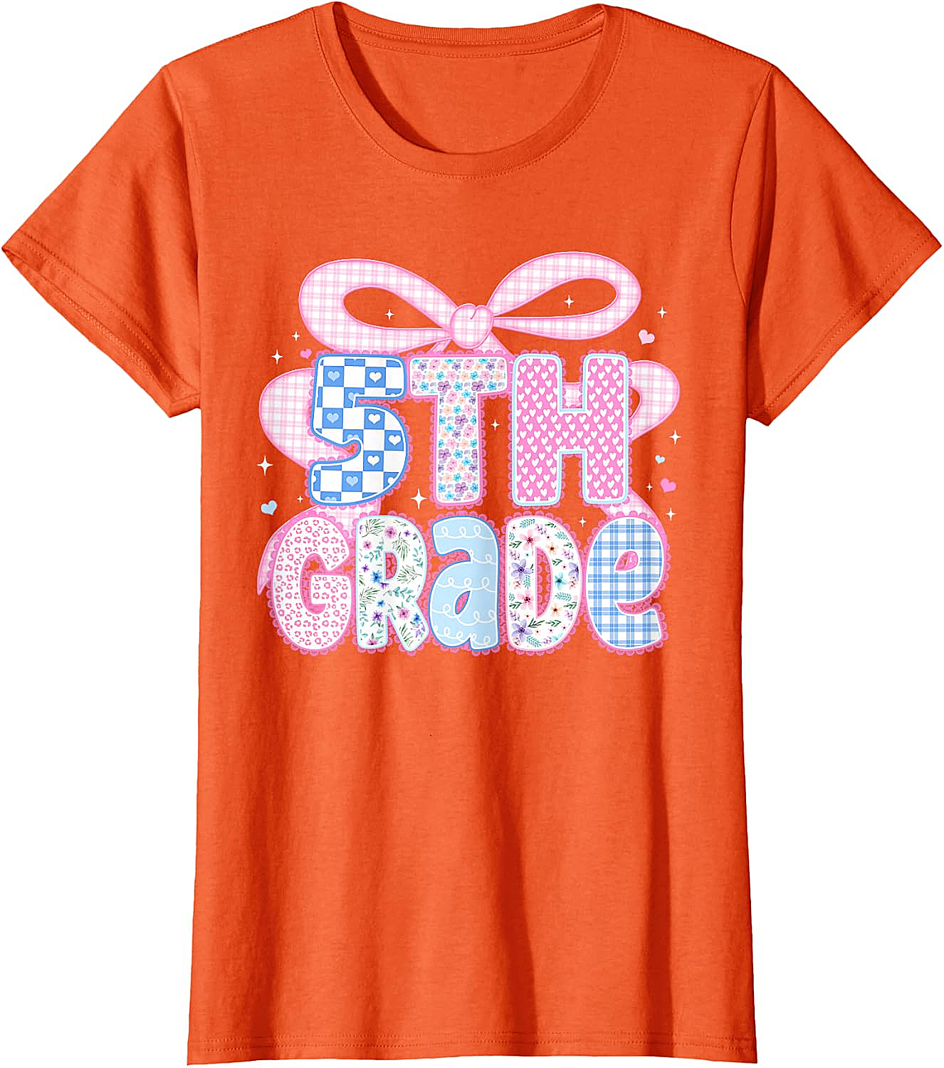Preppy Fifth Grade Teacher 5th Grade Floral Coquette Bow T-Shirt