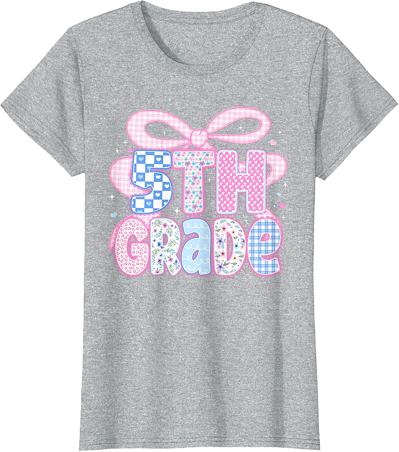 Preppy Fifth Grade Teacher 5th Grade Floral Coquette Bow T-Shirt
