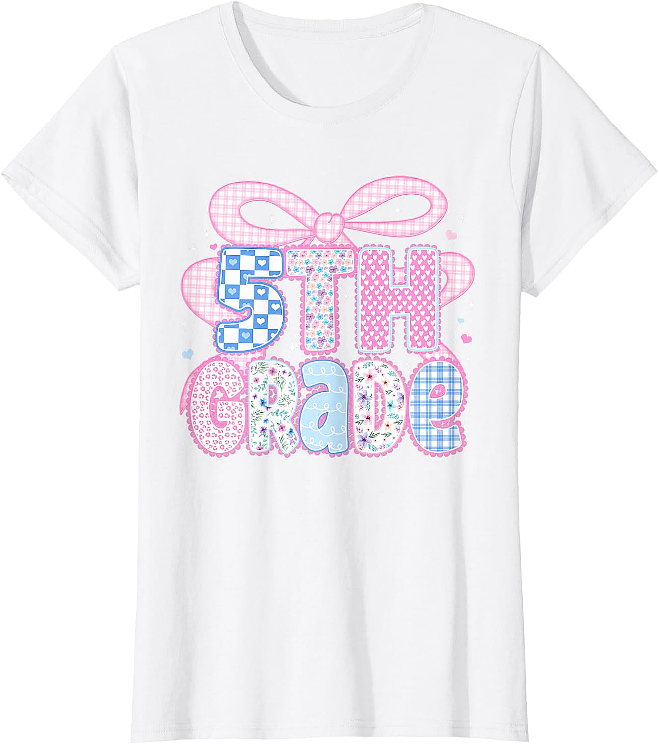 Preppy Fifth Grade Teacher 5th Grade Floral Coquette Bow T-Shirt