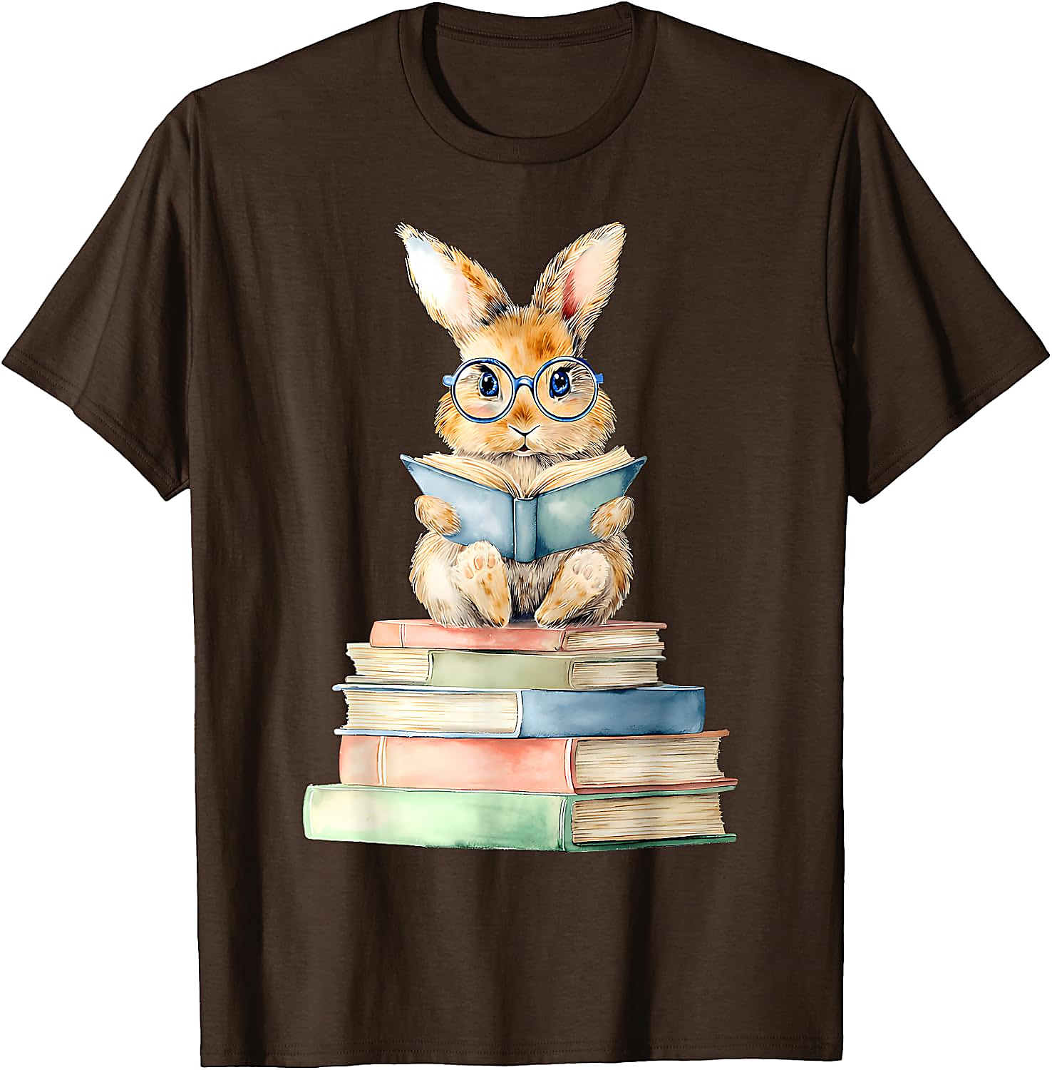 Cute Bunny Reading Book T-Shirt | Book Lover Graphic Tee