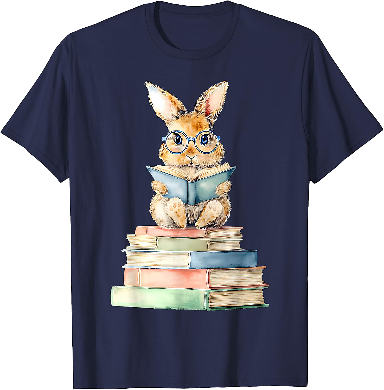 Cute Bunny Reading Book T-Shirt | Book Lover Graphic Tee