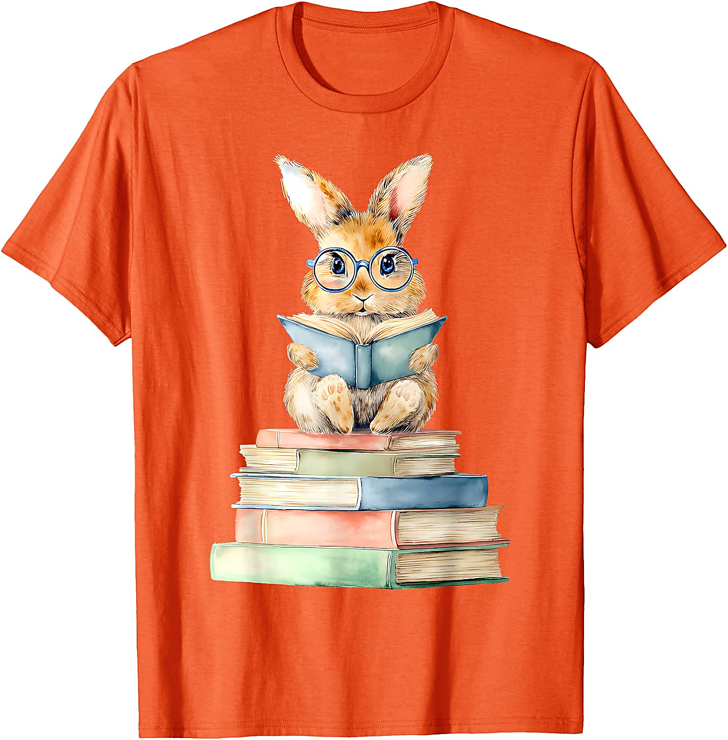 Cute Bunny Reading Book T-Shirt | Book Lover Graphic Tee