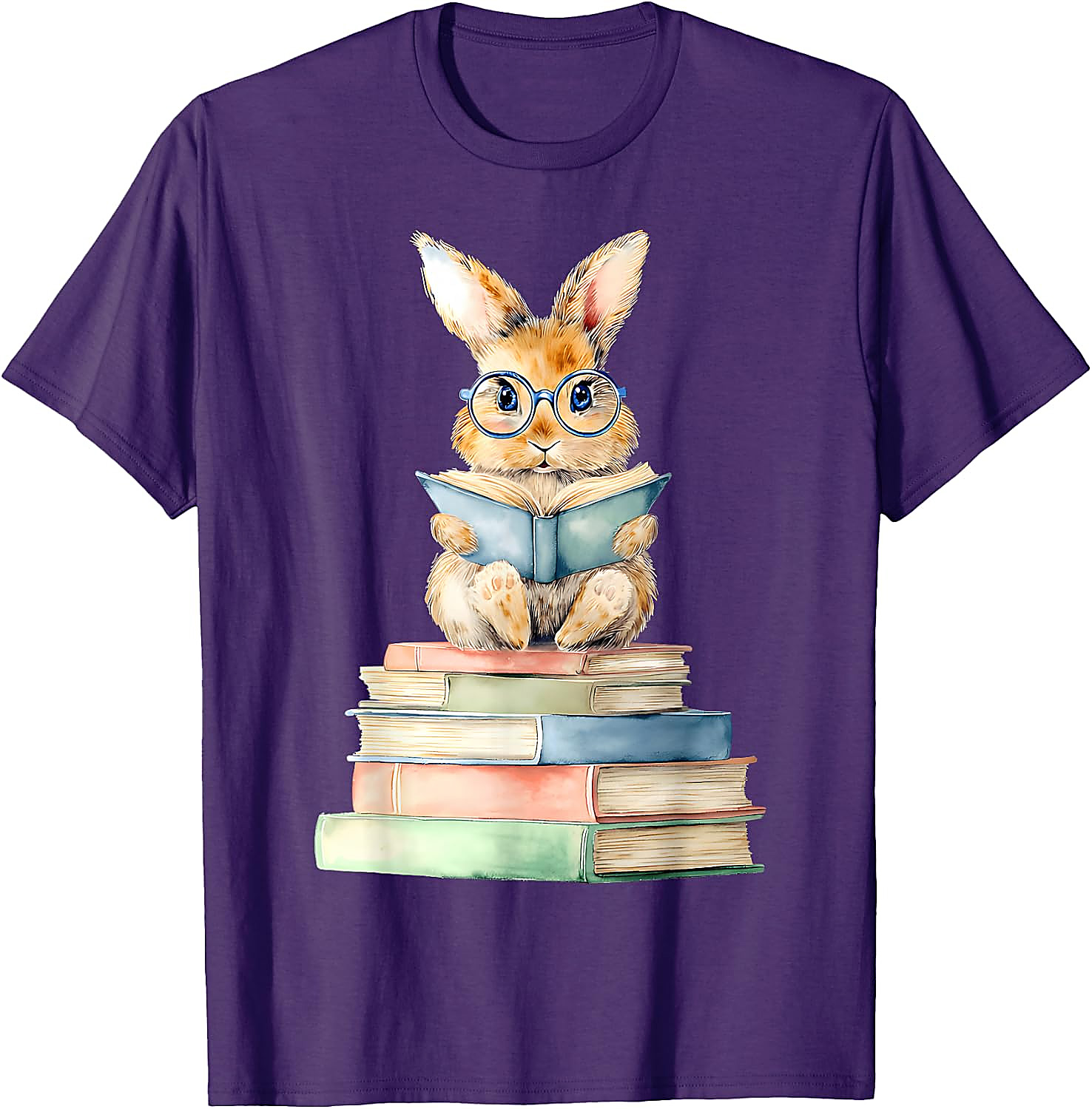 Cute Bunny Reading Book T-Shirt | Book Lover Graphic Tee