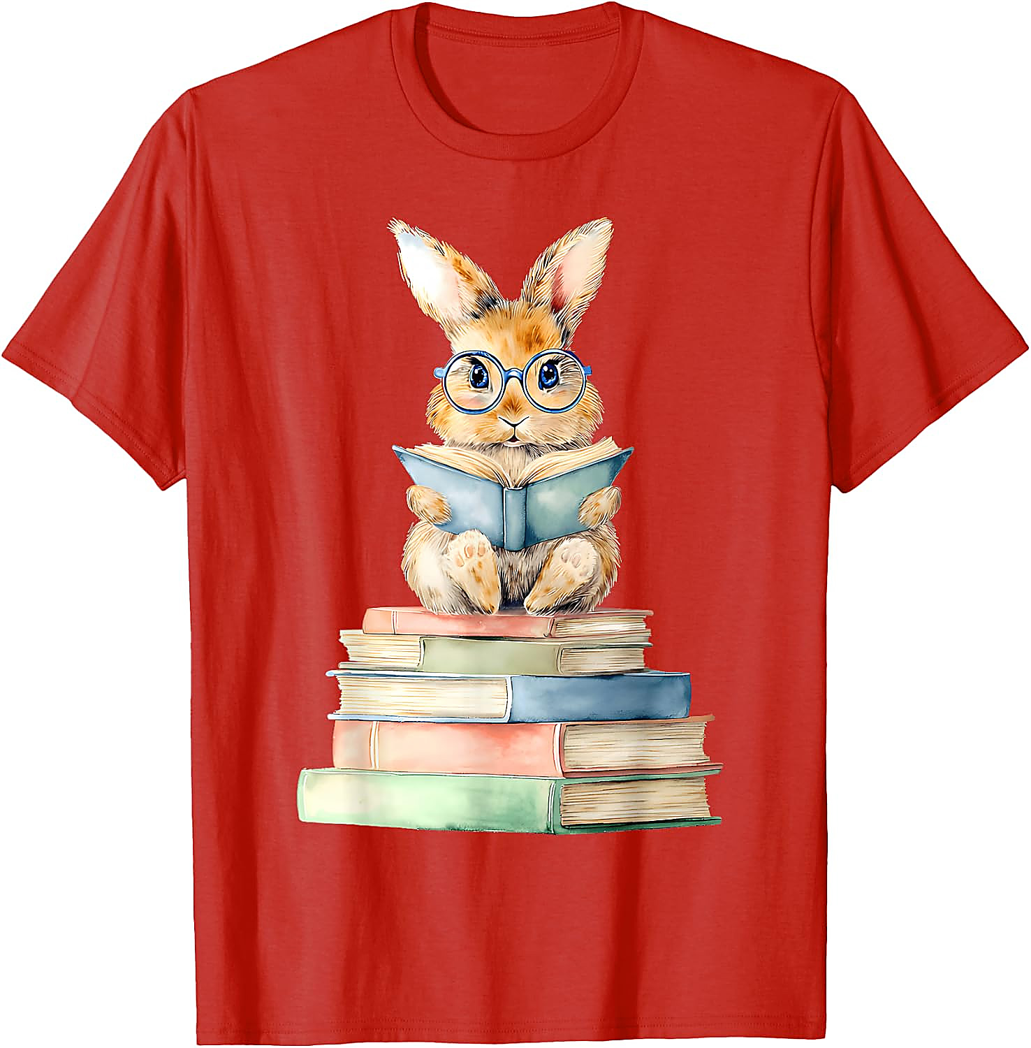 Cute Bunny Reading Book T-Shirt | Book Lover Graphic Tee