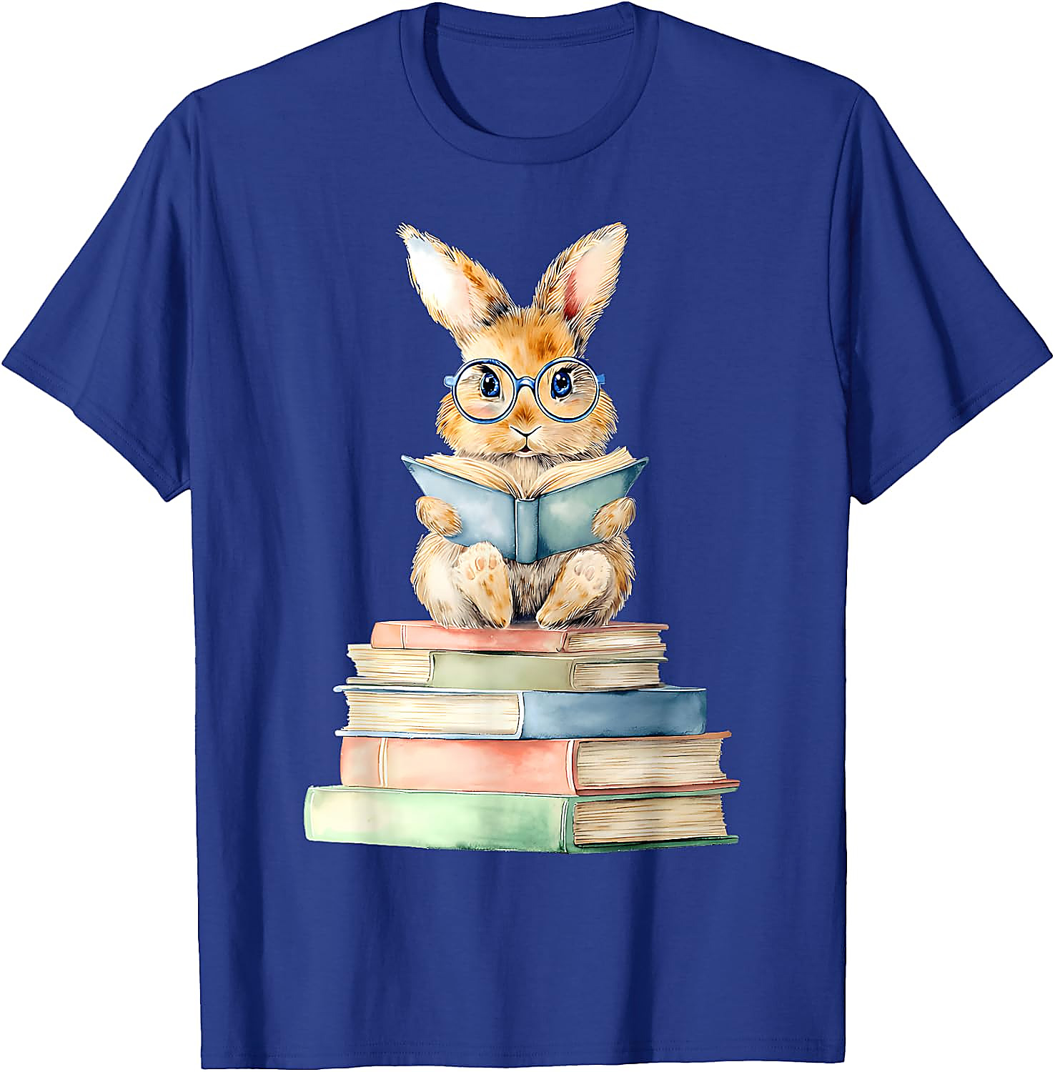 Cute Bunny Reading Book T-Shirt | Book Lover Graphic Tee