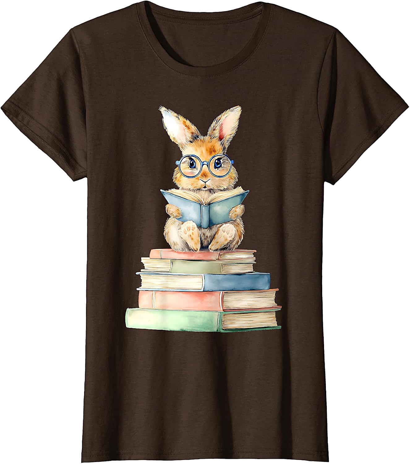 Cute Bunny Reading Book T-Shirt | Book Lover Graphic Tee