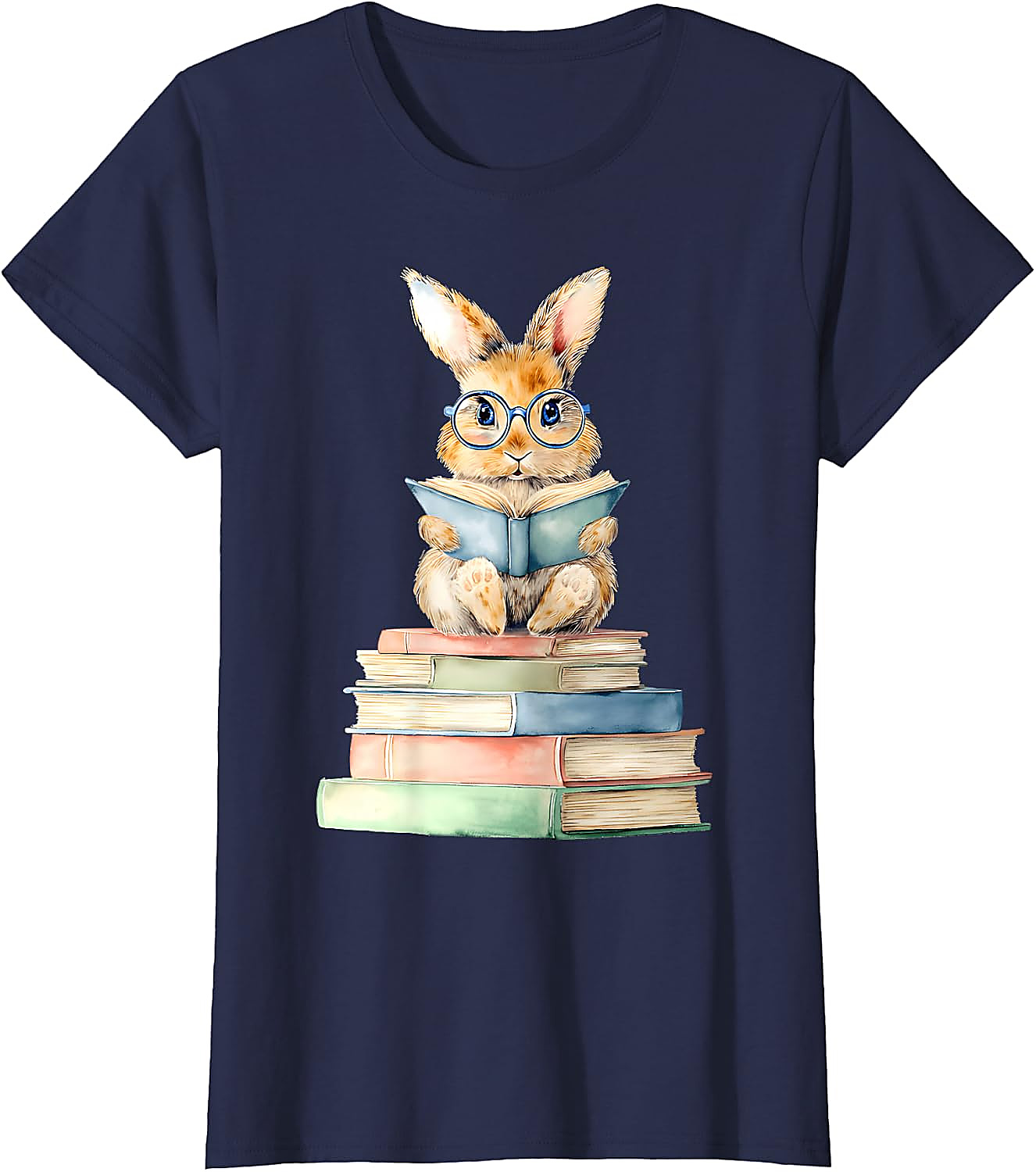 Cute Bunny Reading Book T-Shirt | Book Lover Graphic Tee
