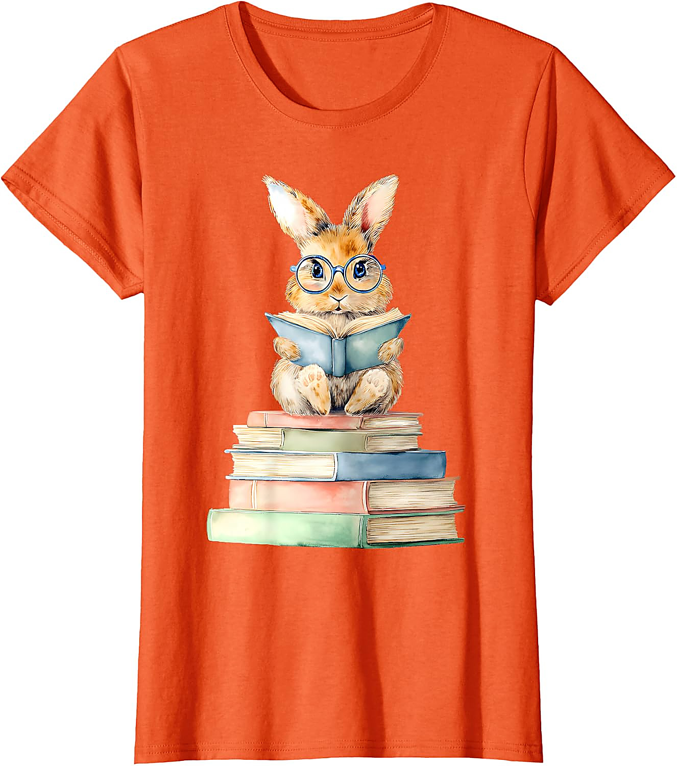 Cute Bunny Reading Book T-Shirt | Book Lover Graphic Tee