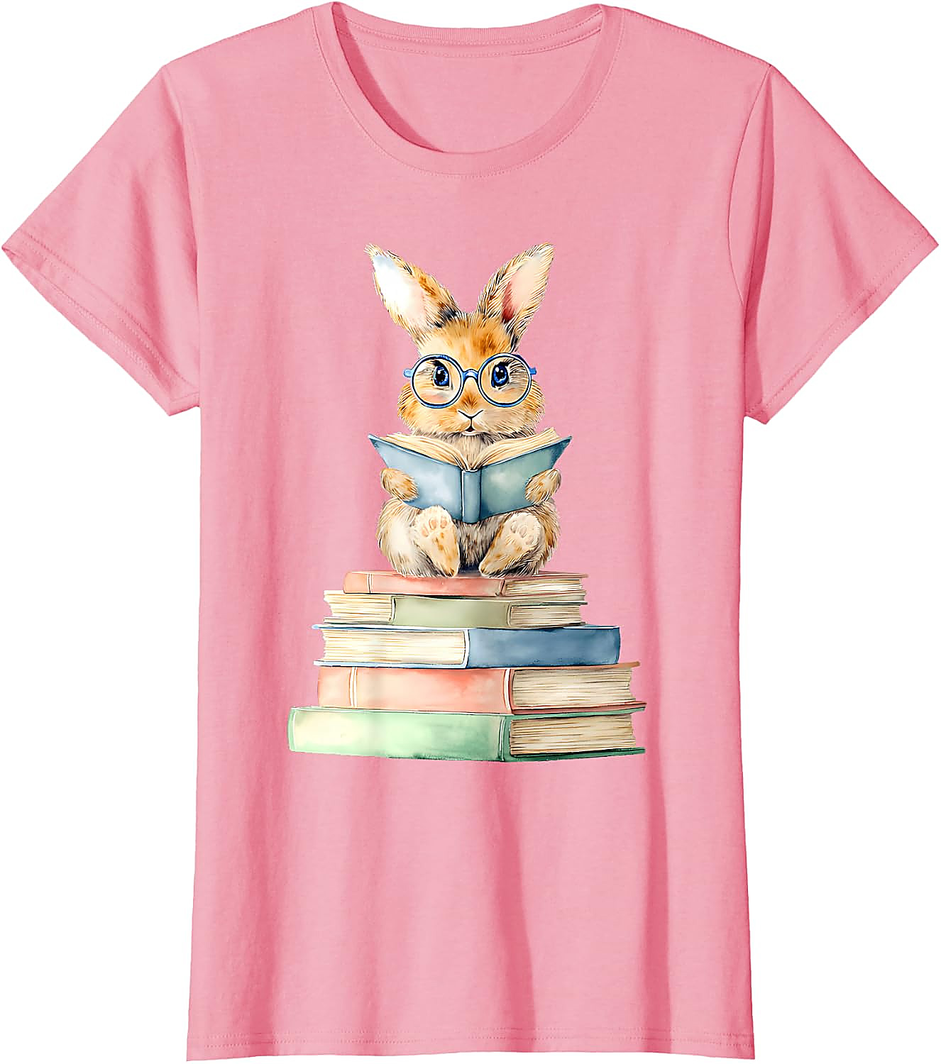 Cute Bunny Reading Book T-Shirt | Book Lover Graphic Tee