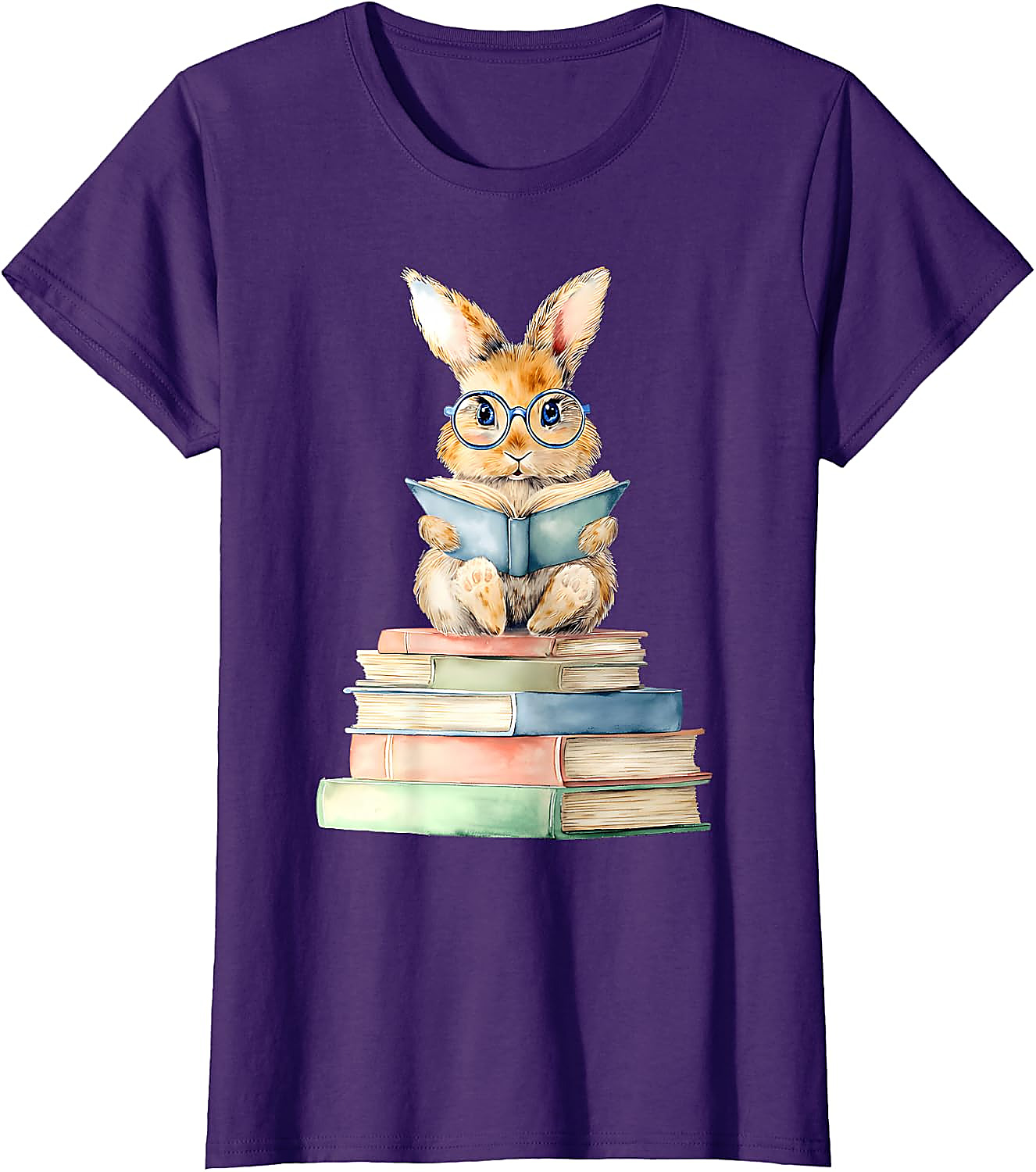 Cute Bunny Reading Book T-Shirt | Book Lover Graphic Tee
