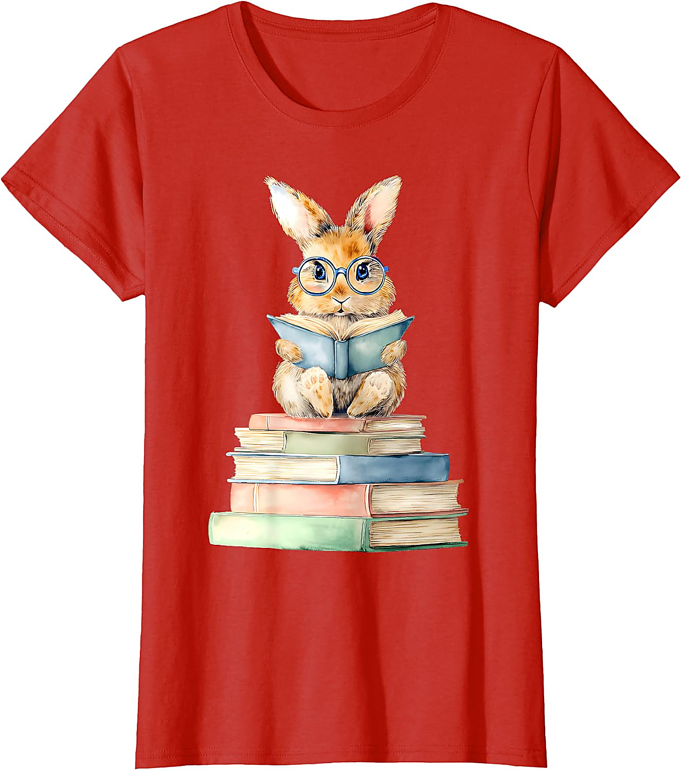 Cute Bunny Reading Book T-Shirt | Book Lover Graphic Tee
