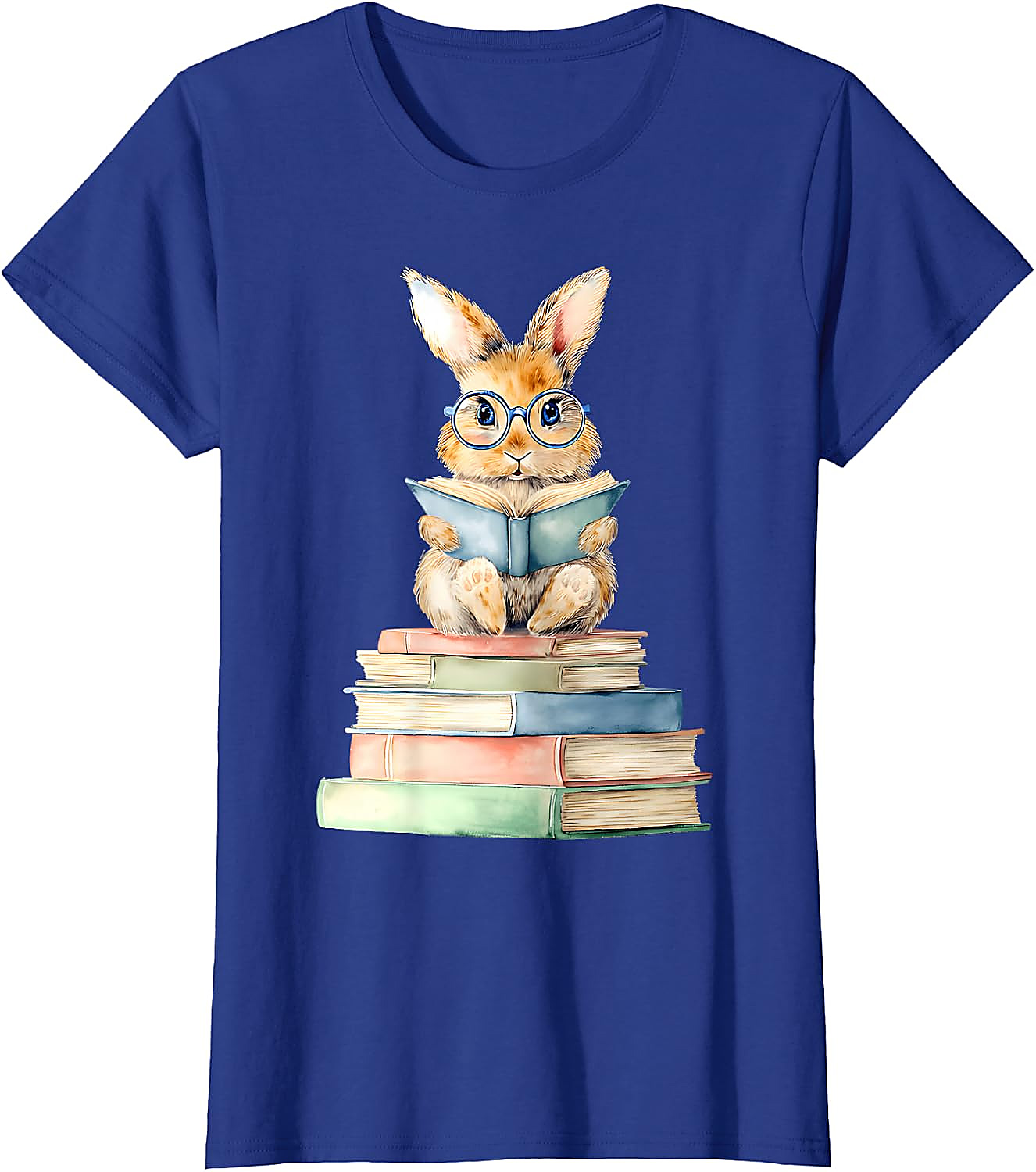 Cute Bunny Reading Book T-Shirt | Book Lover Graphic Tee