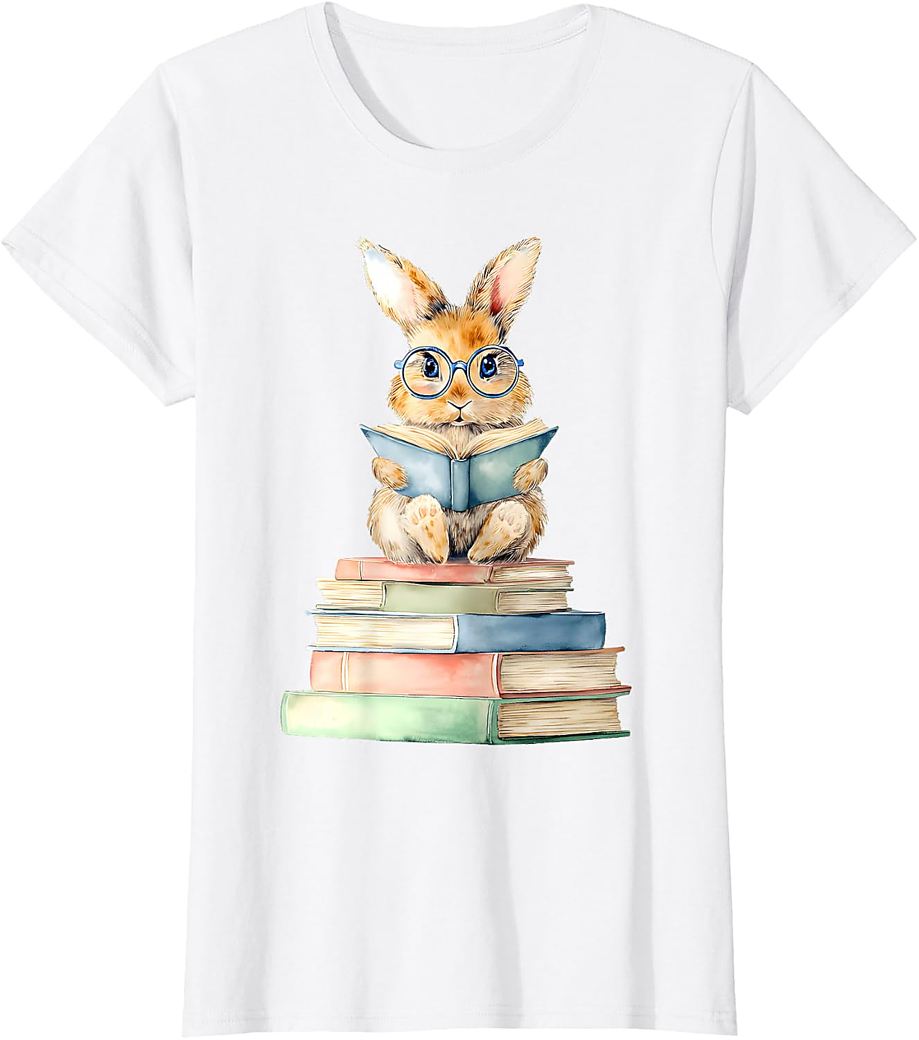 Cute Bunny Reading Book T-Shirt | Book Lover Graphic Tee