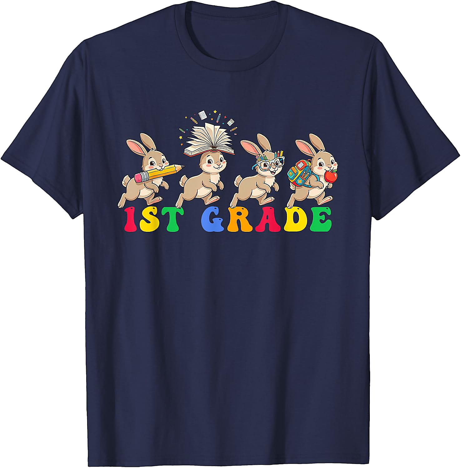 1st Grade Bunny T-Shirt | Back to School Teacher Student Tee