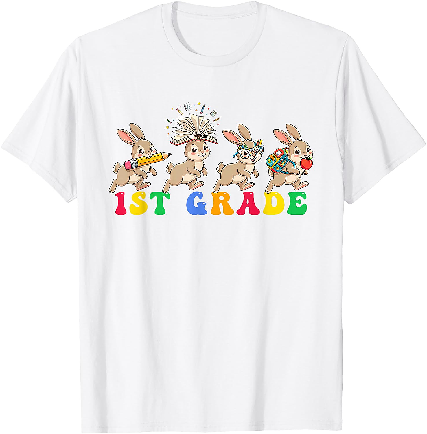 1st Grade Bunny T-Shirt | Back to School Teacher Student Tee