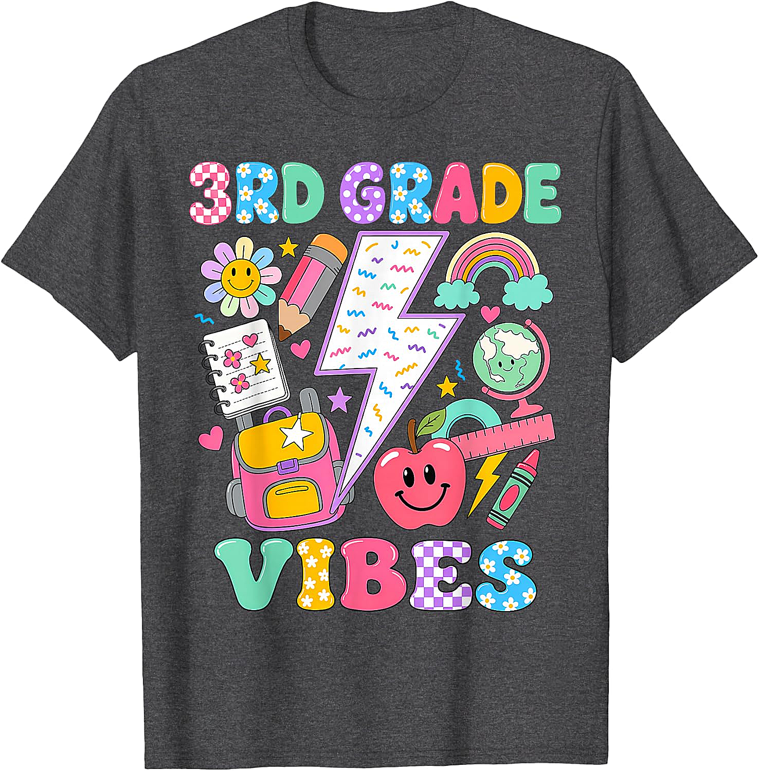  3rd Grade Vibes Girls Back to School T-Shirt Fun Tee